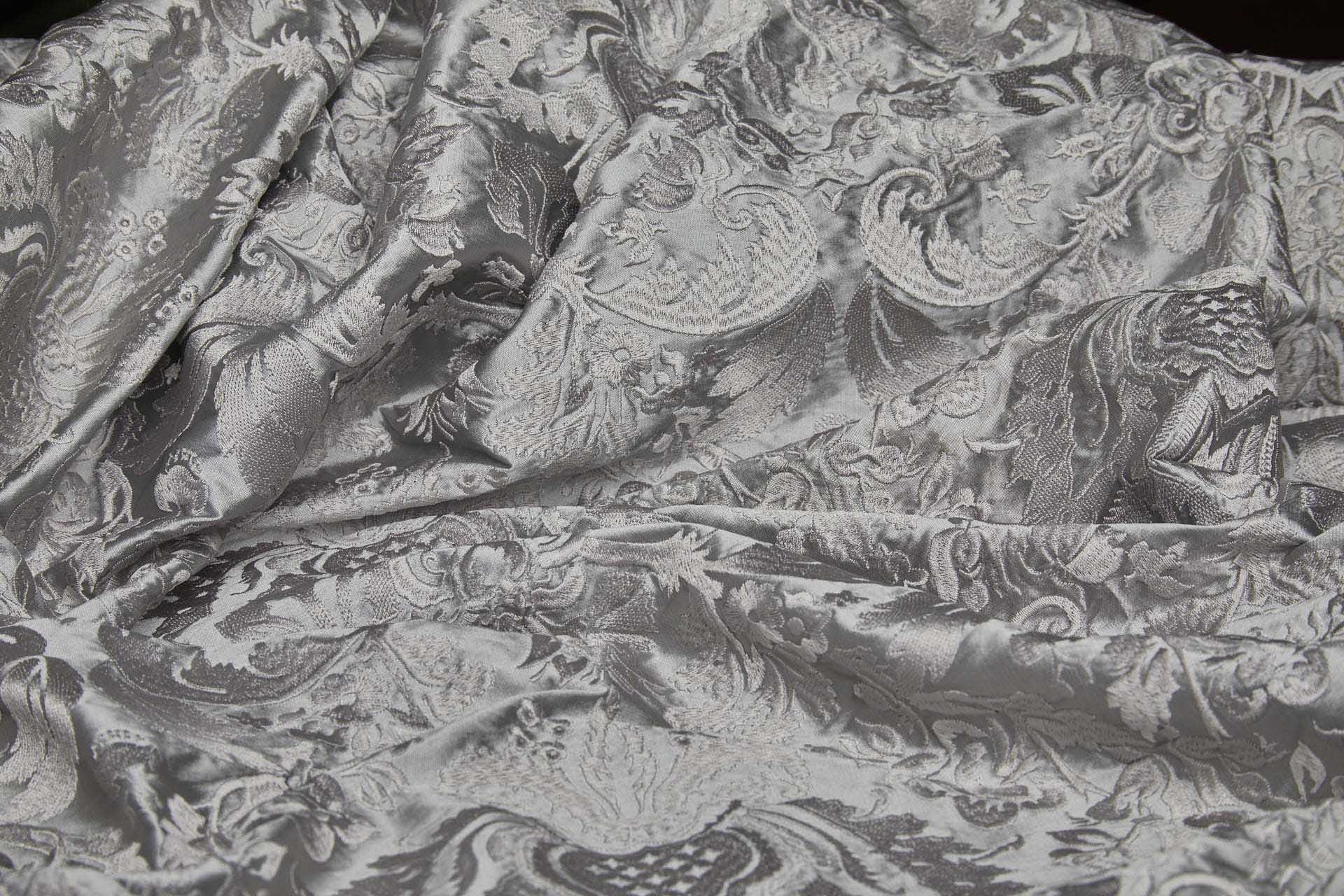 Heavy Jacquard Style Embroidery - Silver Grey - 135 cm fabric
