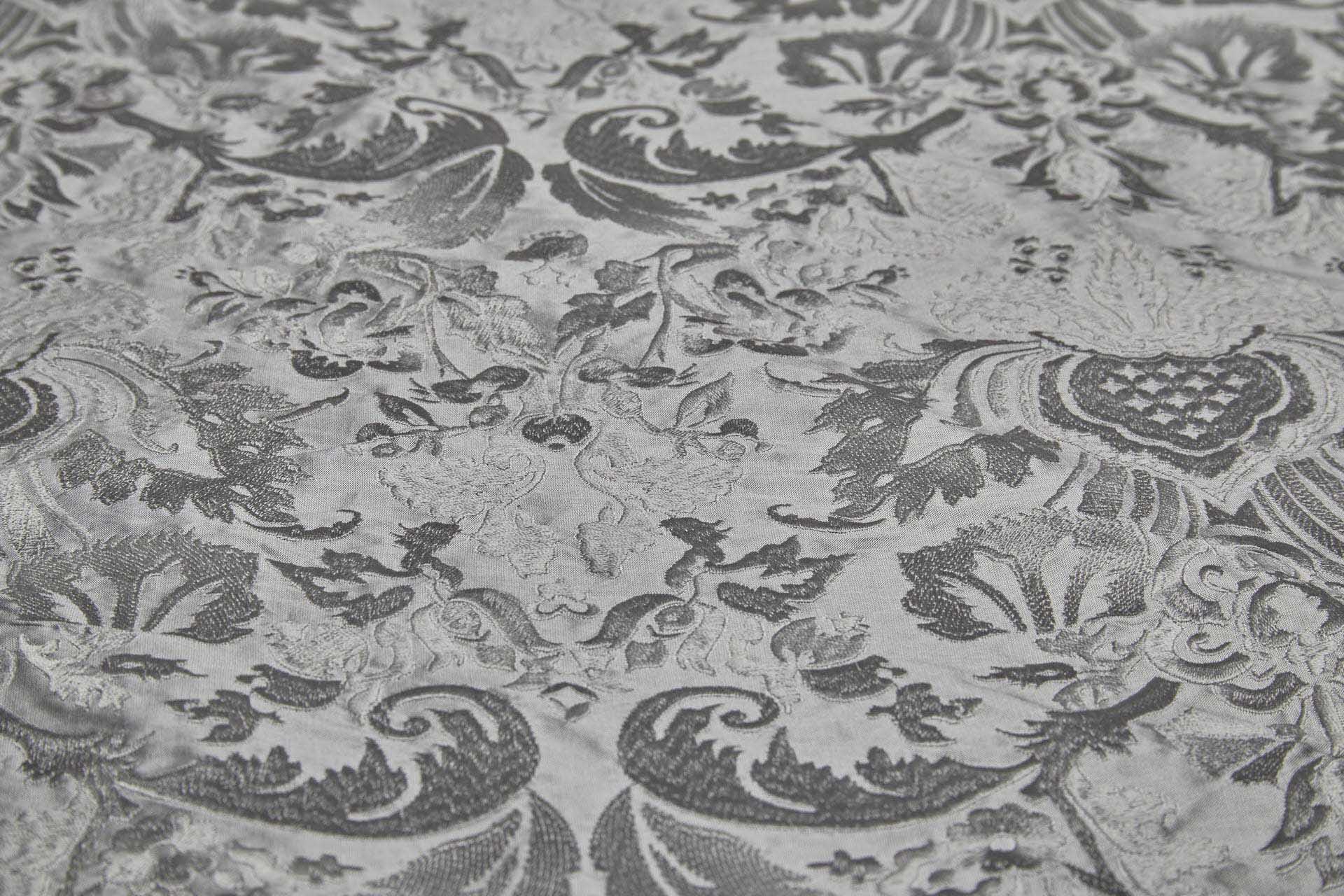 Heavy Jacquard Style Embroidery - Silver Grey - 135 cm fabric, image 5 of 7