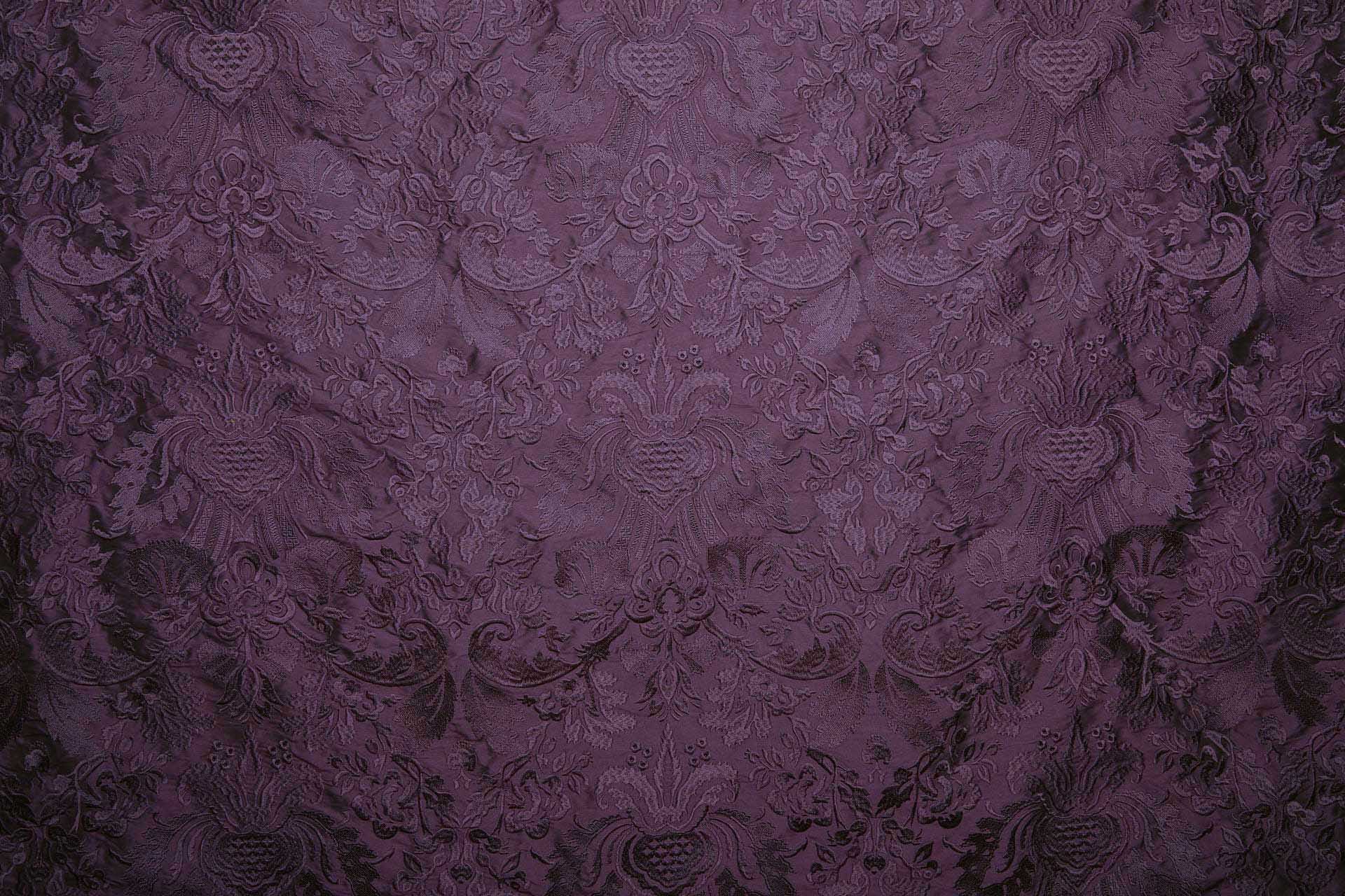 Heavy Jacquard Embroidered Silk Dupion - Rich Aubergine fabric, image 2 of 7