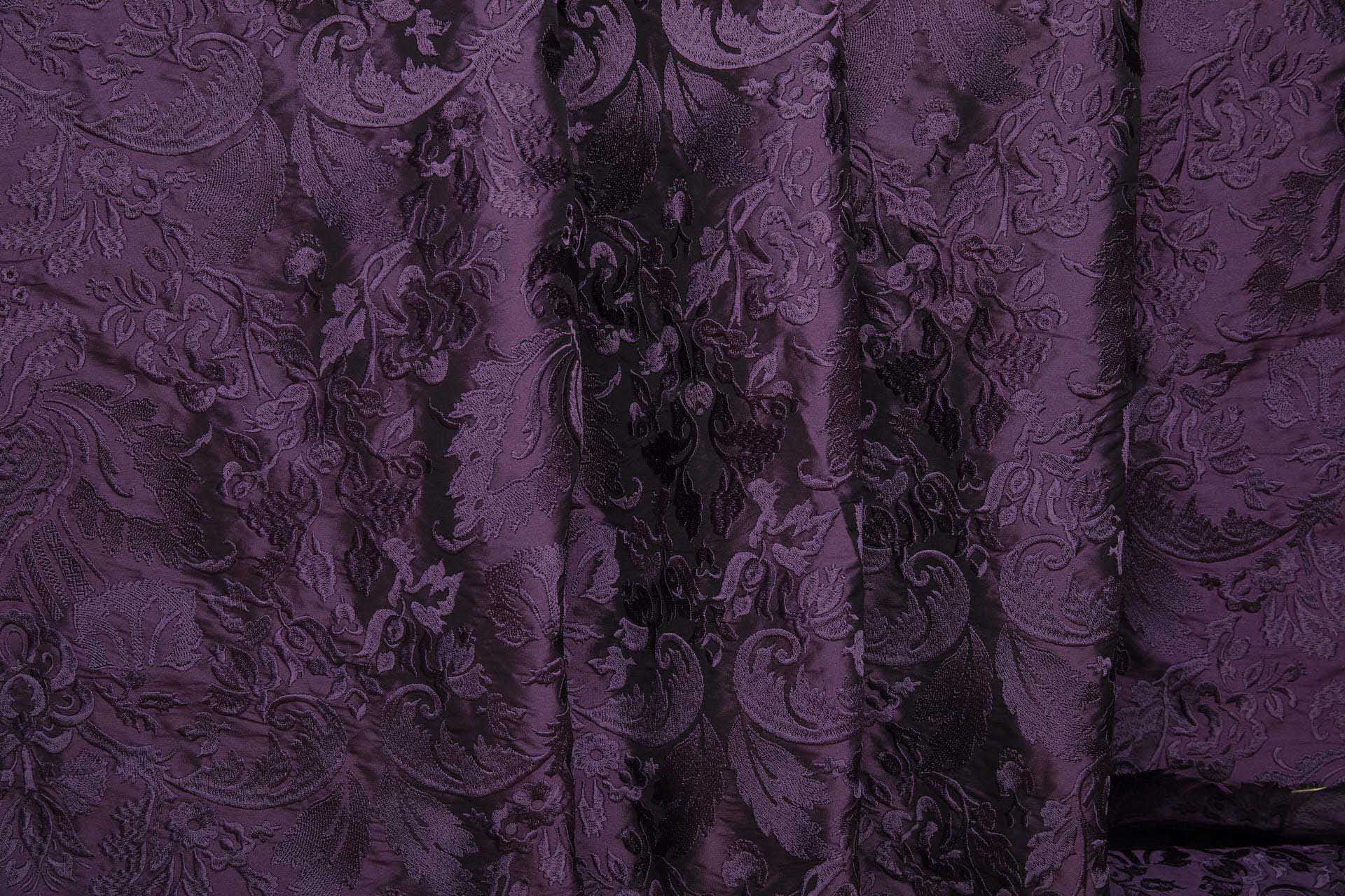 Heavy Jacquard Style Embroidery - Deep Plum - 135 cm fabric, image 4 of 8