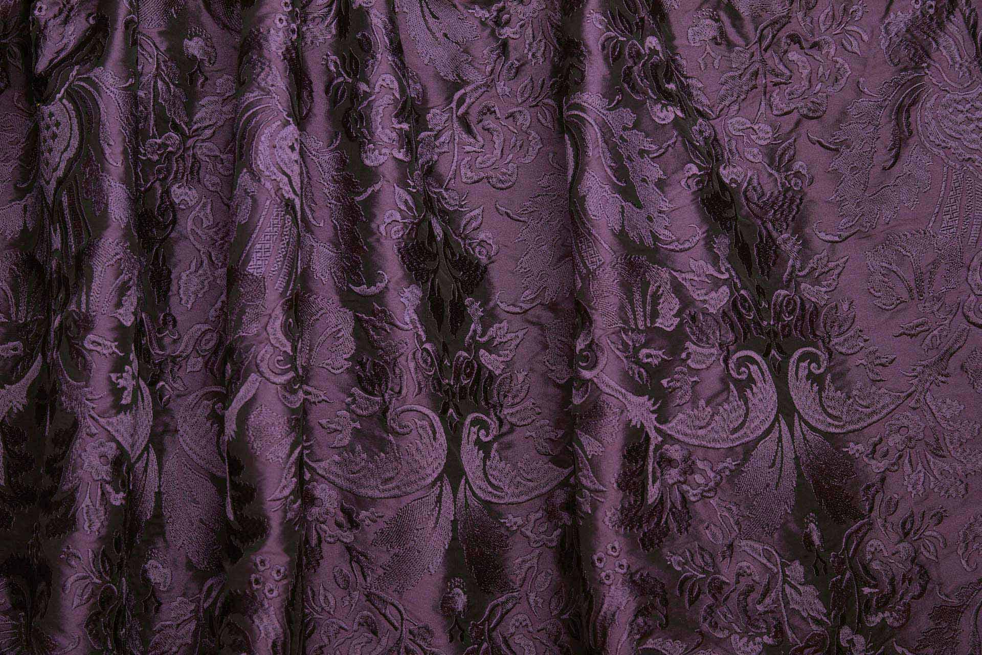 Heavy Jacquard Embroidered Silk Dupion - Rich Aubergine fabric, image 5 of 7