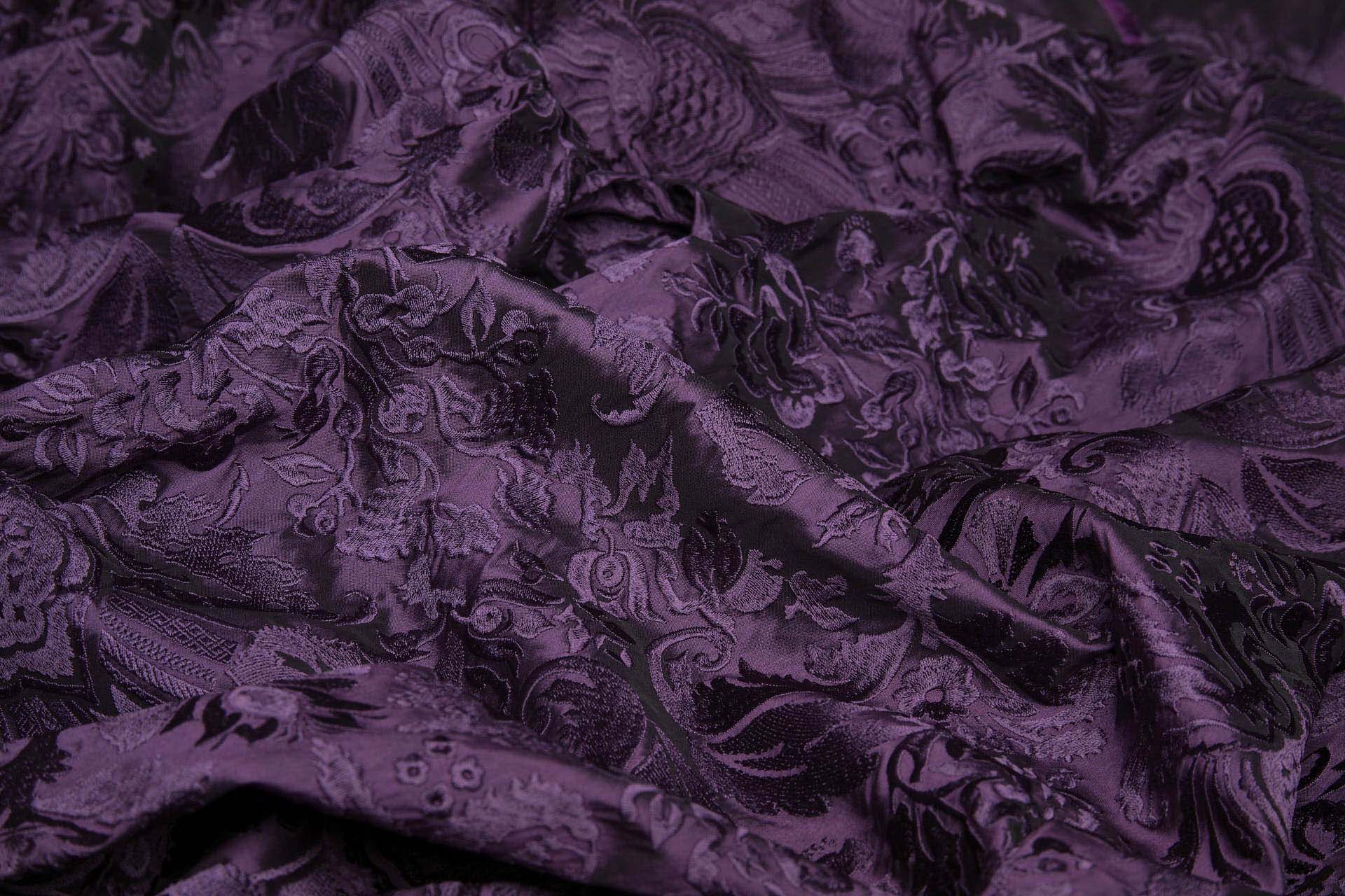Heavy Jacquard Style Embroidery - Deep Plum - 135 cm fabric, image 6 of 8