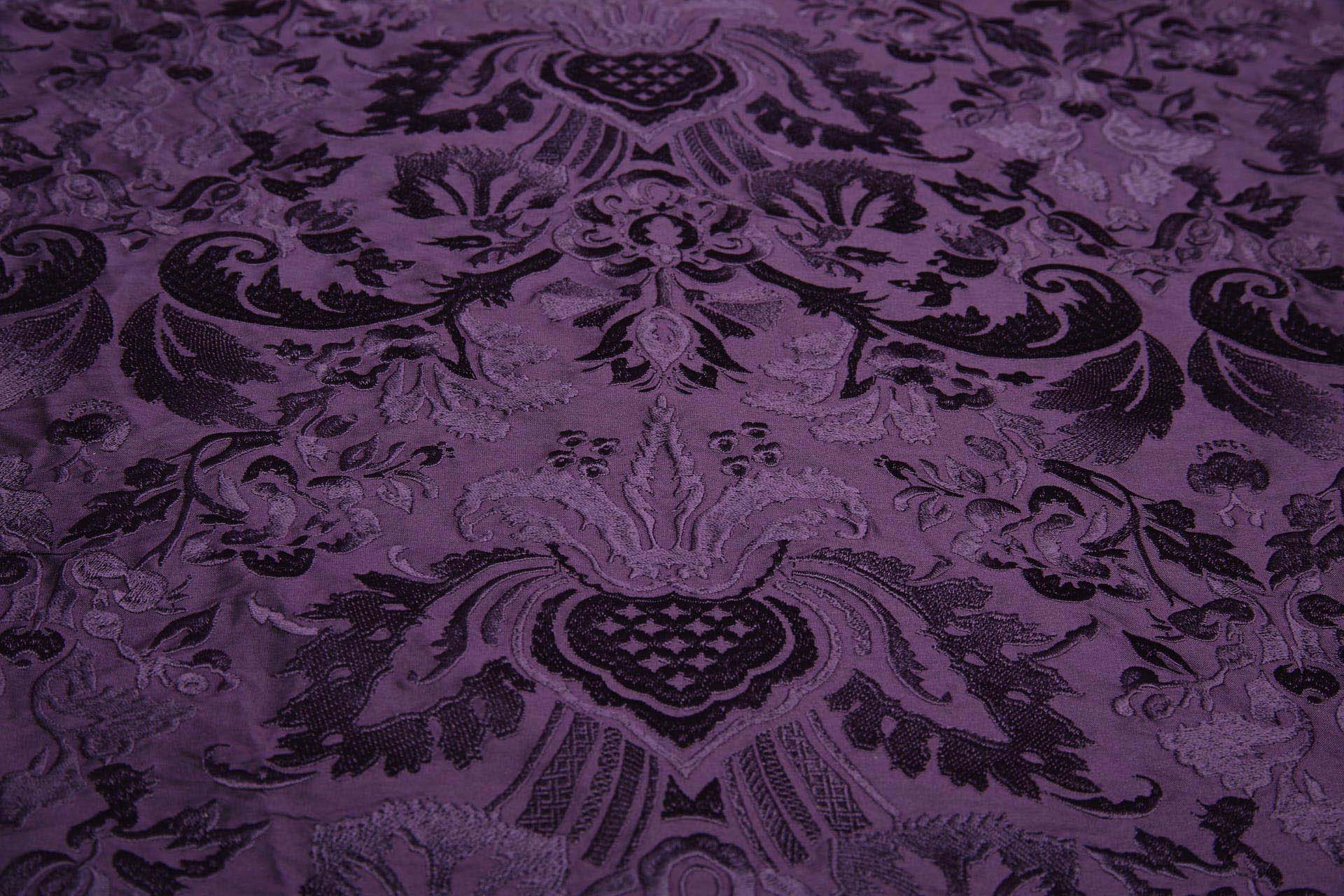 Heavy Jacquard Style Embroidery - Deep Plum - 135 cm fabric, image 7 of 8