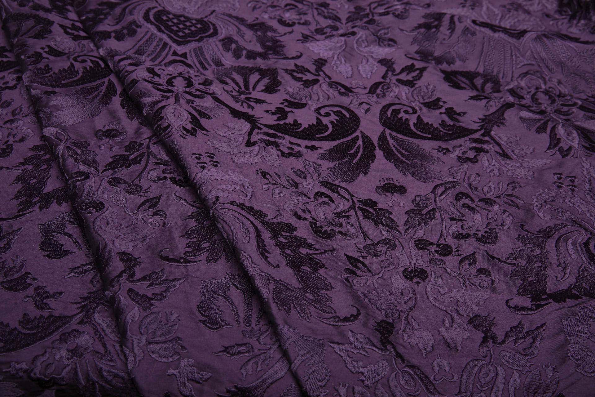 Heavy Jacquard Style Embroidery - Deep Plum - 135 cm fabric, image 8 of 8