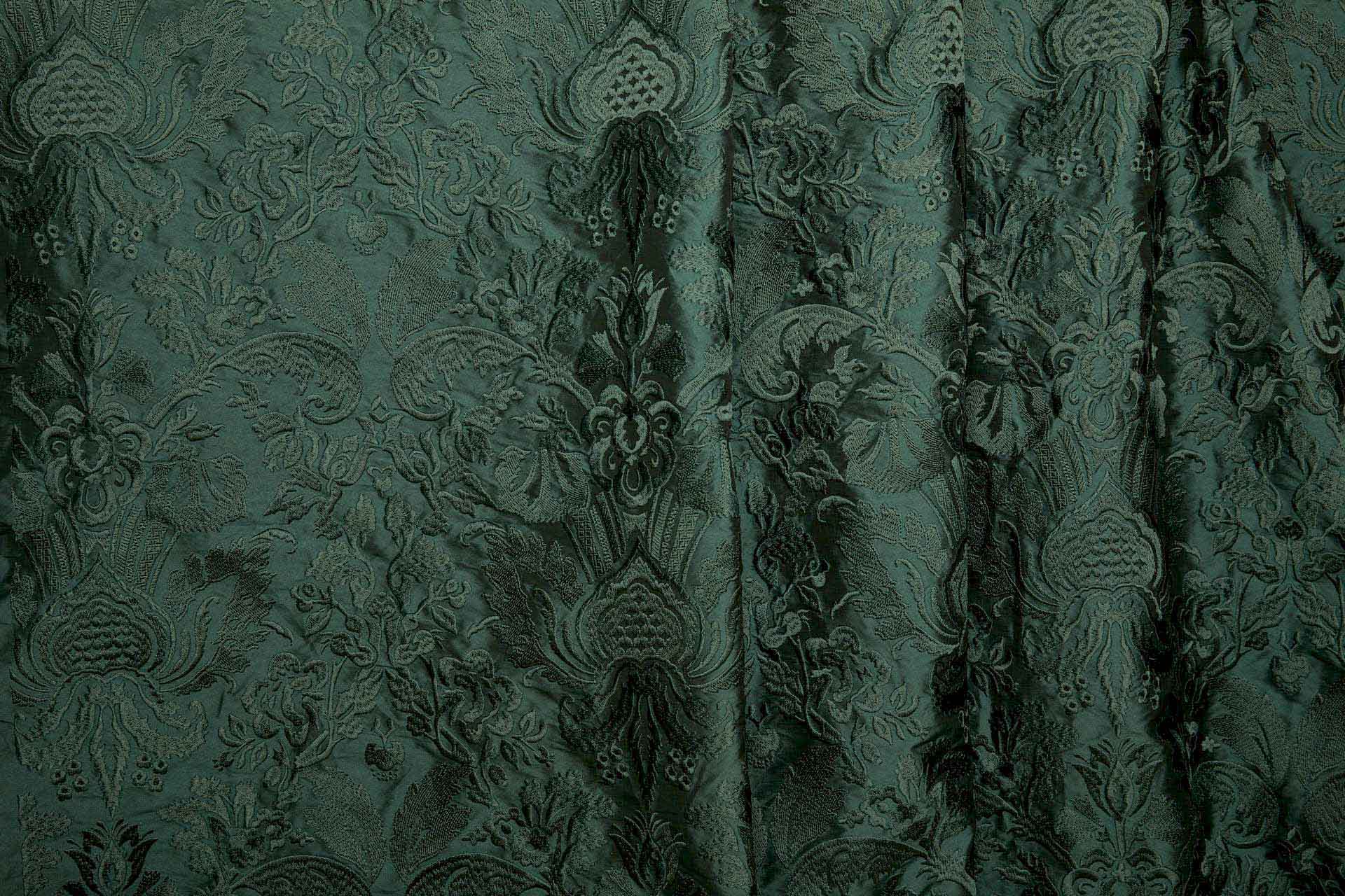 Heavy Jacquard Style Embroidery - Dark Green - 135 cm fabric, image 3 of 7