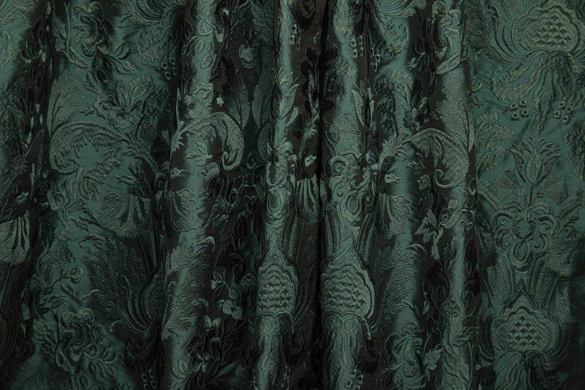Heavy Jacquard Style Embroidery - Dark Green - 135 cm fabric, image 4 of 7