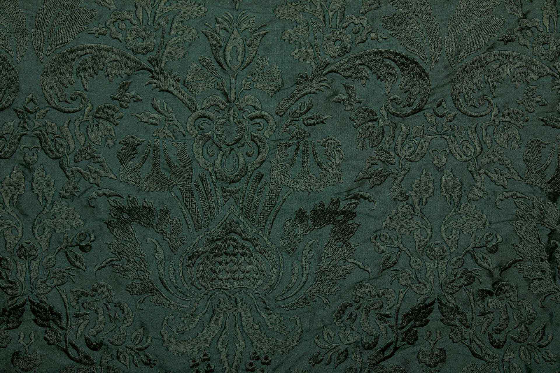 Heavy Jacquard Style Embroidery - Dark Green - 135 cm fabric, image 5 of 7