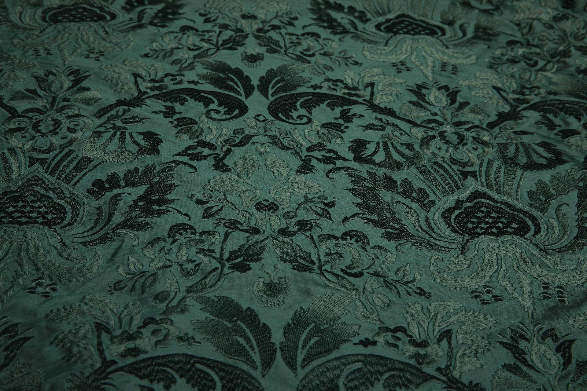 Heavy Jacquard Style Embroidery - Dark Green - 135 cm fabric, image 7 of 7