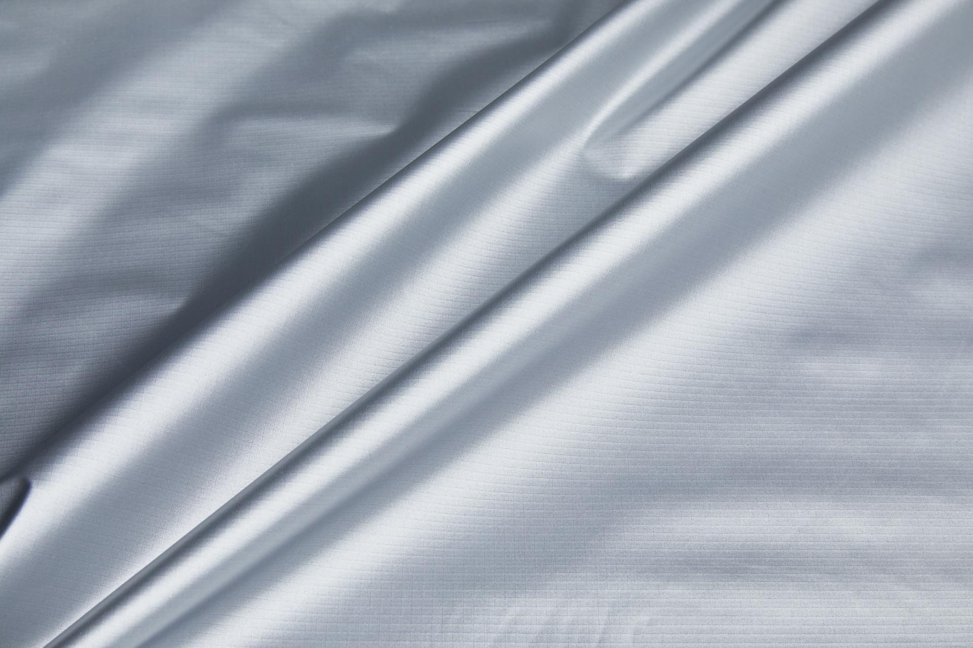 Foil Printed Rip Stop Nylon - Silver on Black fabric, image 2 of 6