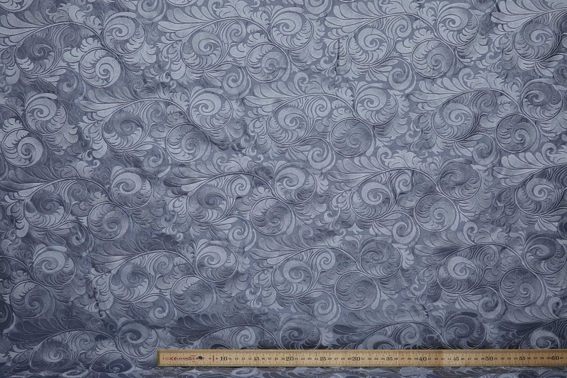 New Large Swirl Embroidered Dupion - Bluebell Blue - 135cm fabric, image 3 of 7