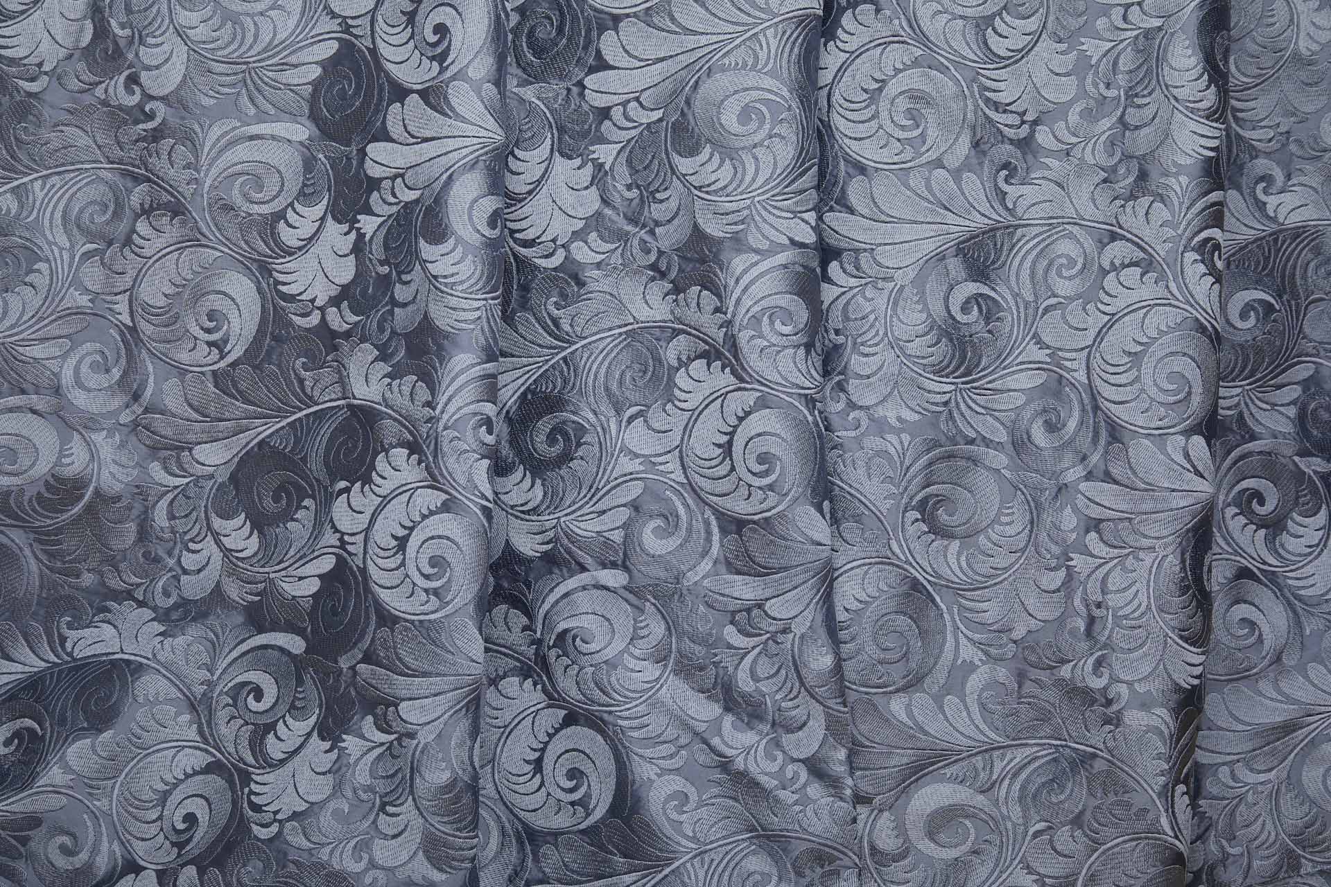 New Large Swirl Embroidered Dupion - Bluebell Blue - 135cm fabric, image 4 of 7