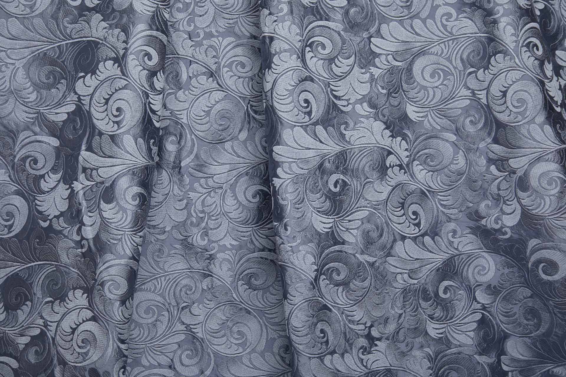 New Large Swirl Embroidered Dupion - Bluebell Blue - 135cm fabric, image 5 of 7