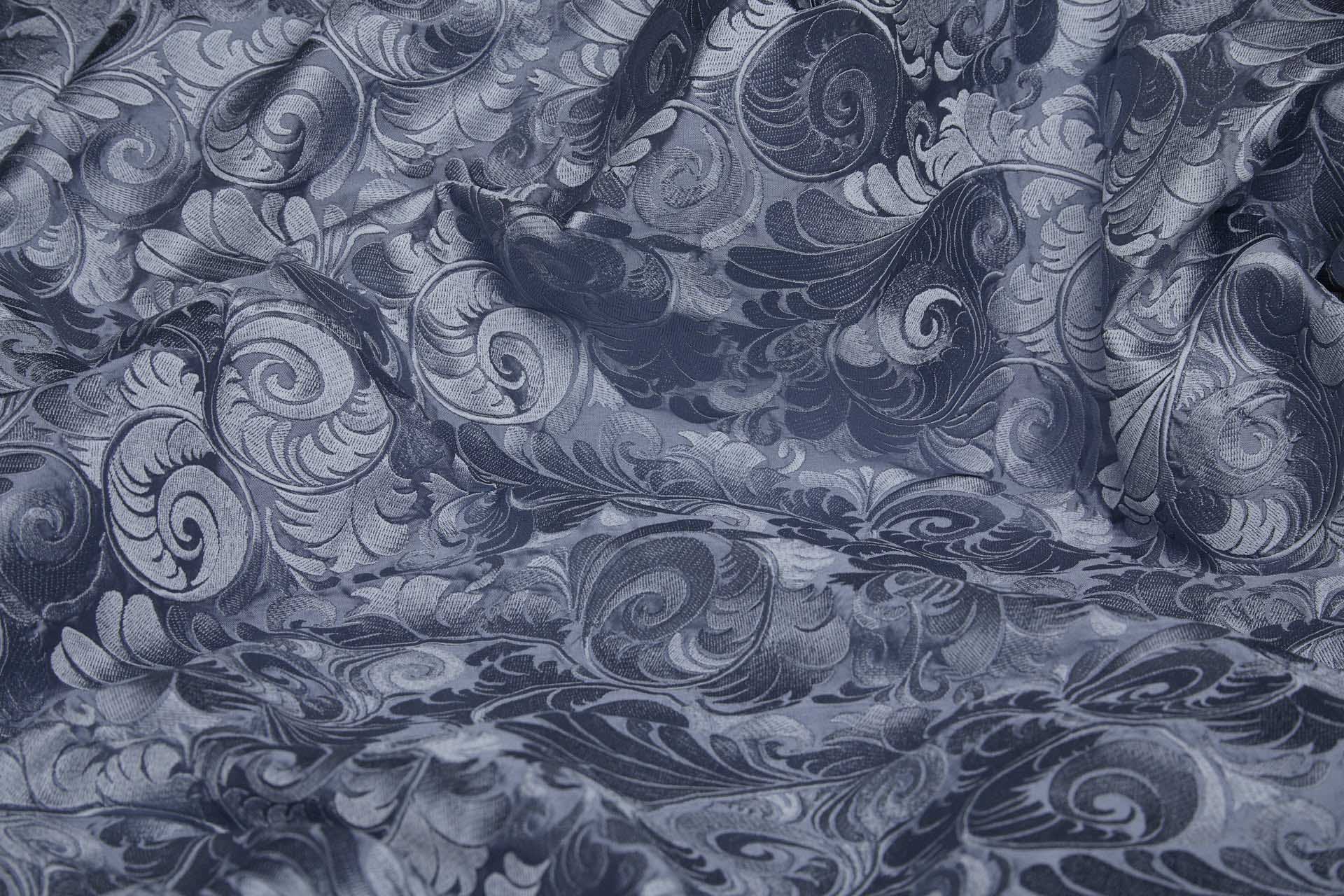 New Large Swirl Embroidered Dupion - Bluebell Blue - 135cm fabric, image 6 of 7