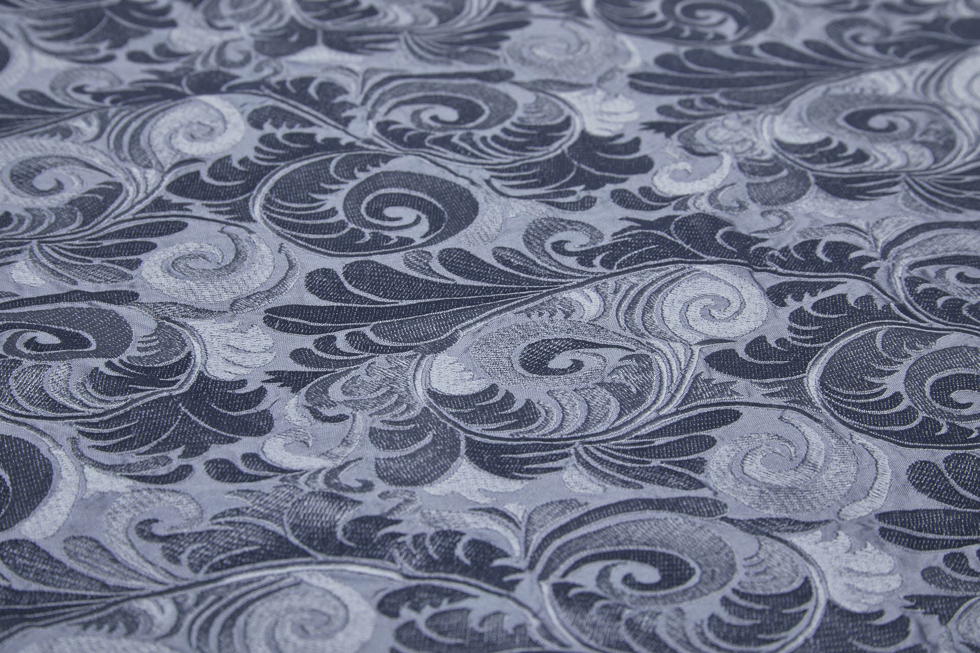 New Large Swirl Embroidered Dupion - Bluebell Blue - 135cm fabric, image 7 of 7