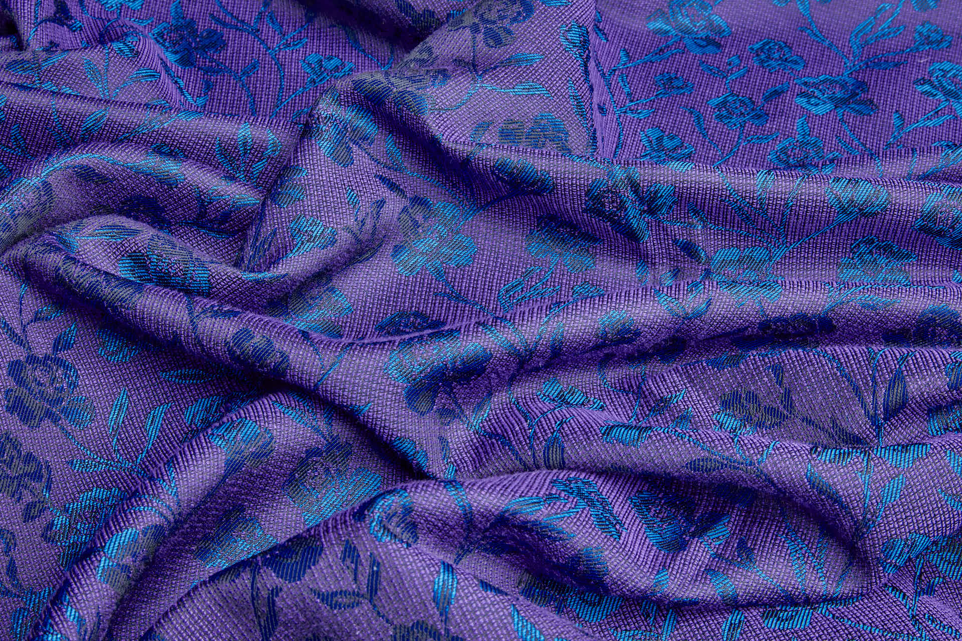 Rose Vine Jacquard - Black, Purple & Blue fabric, image 6 of 8
