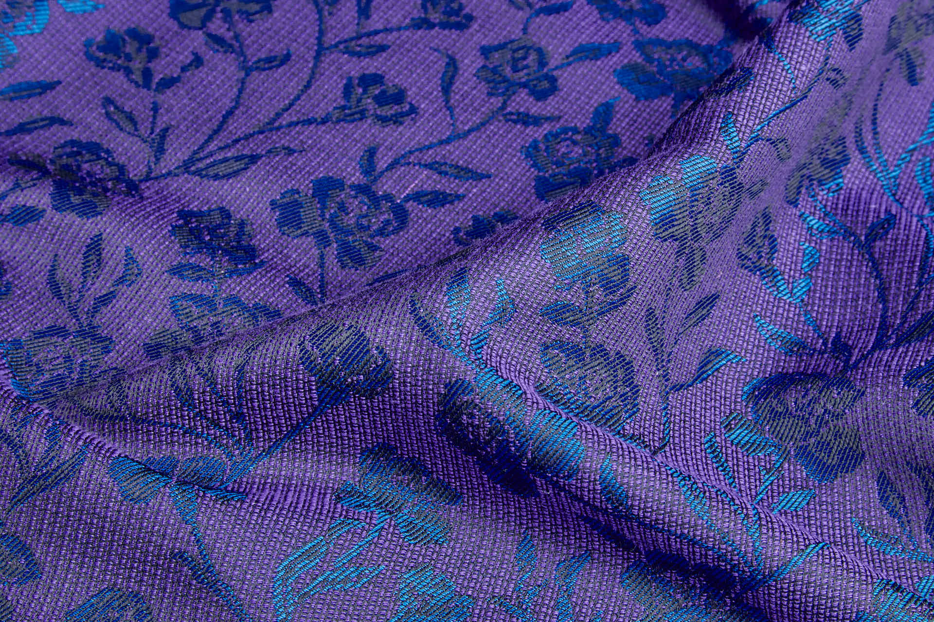 Rose Vine Jacquard - Black, Purple & Blue fabric