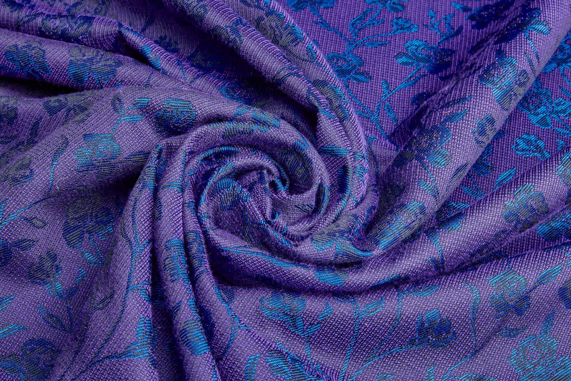 Rose Vine Jacquard - Black, Purple & Blue fabric, image 5 of 8