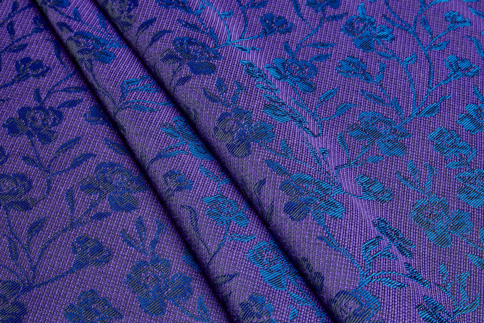 Rose Vine Jacquard - Black, Purple & Blue fabric, image 4 of 8