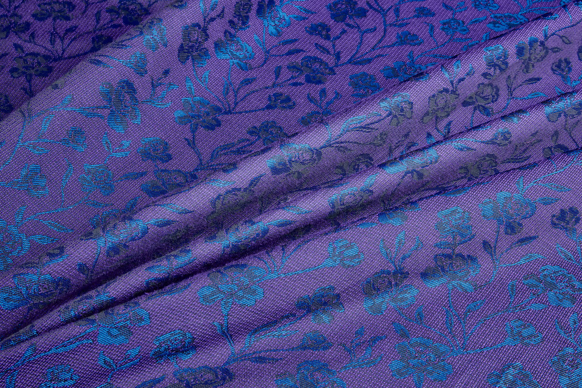 Rose Vine Jacquard - Black, Purple & Blue fabric, image 3 of 8