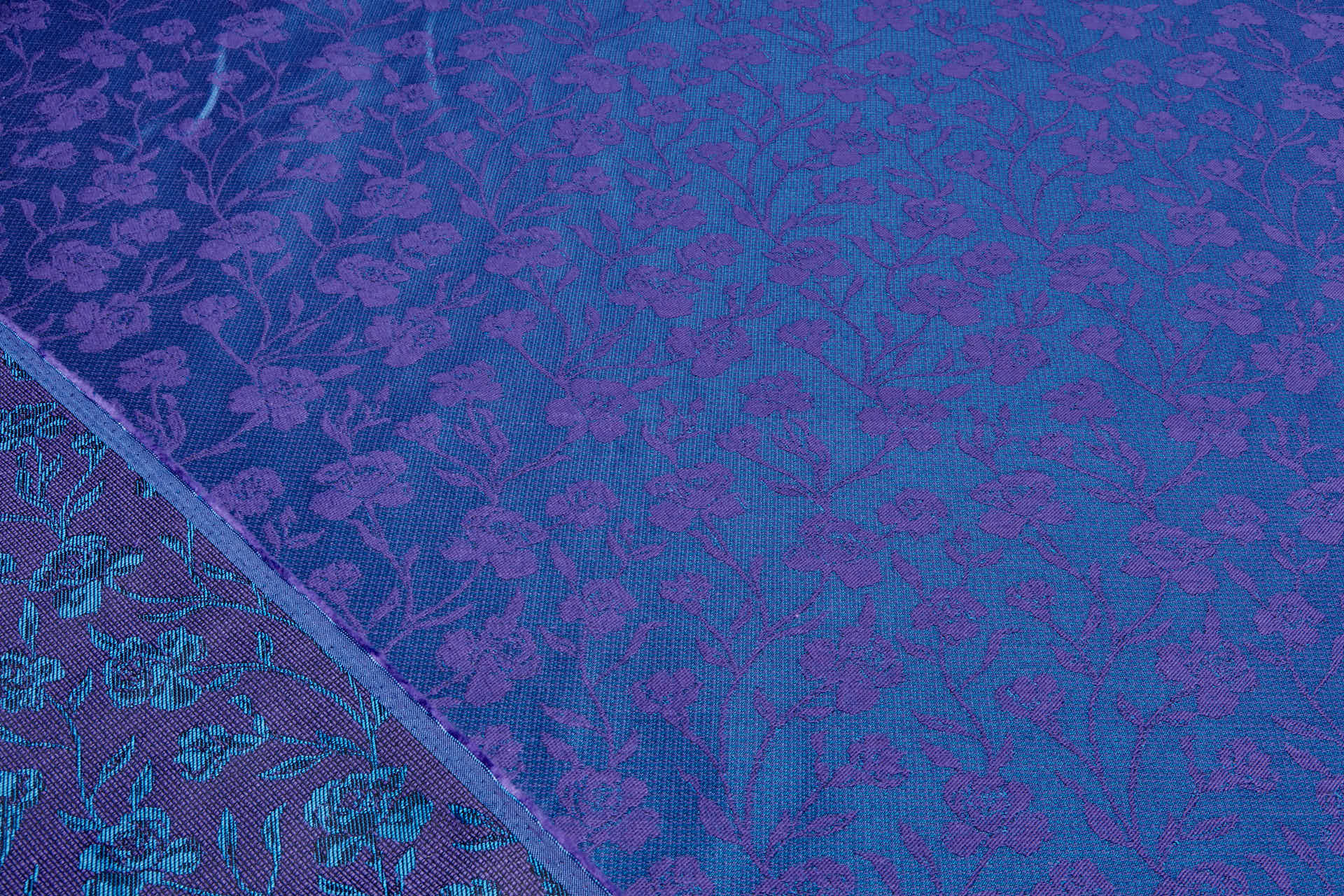 Rose Vine Jacquard - Black, Purple & Blue fabric, image 2 of 8