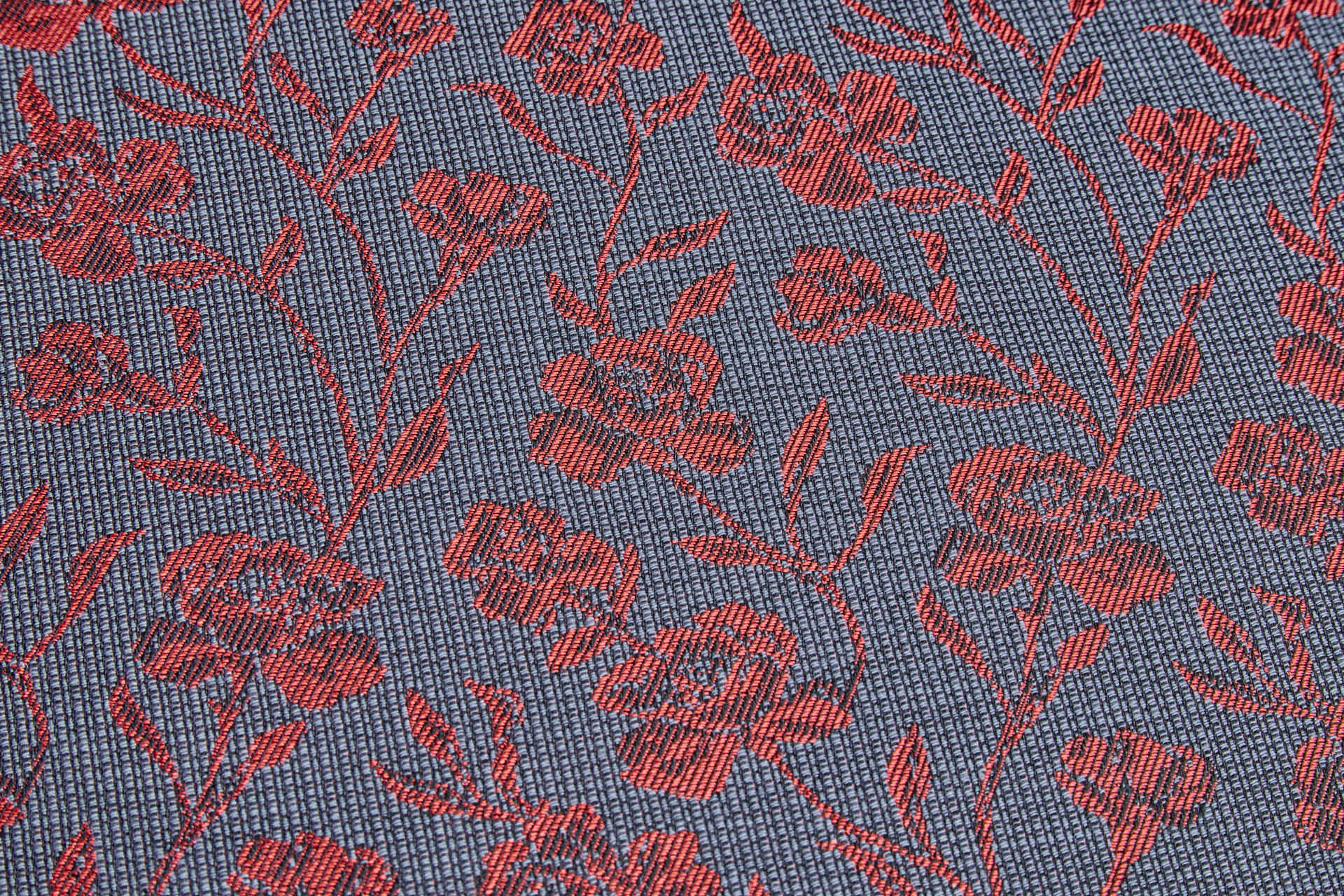 Rose Vine Jacquard - Black, Grey, Coral Red fabric, image 8 of 9