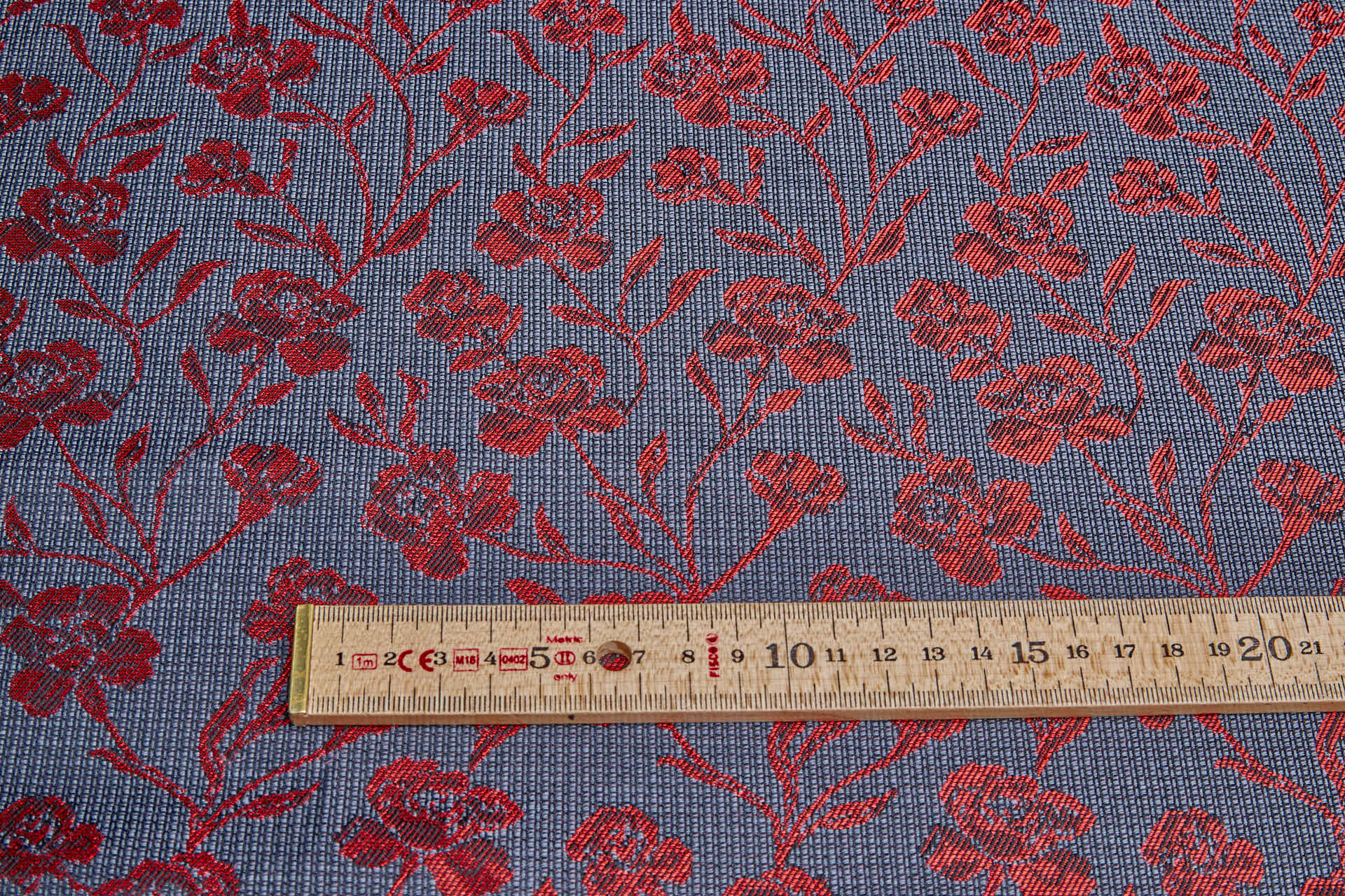Rose Vine Jacquard - Black, Grey, Coral Red fabric, image 6 of 9