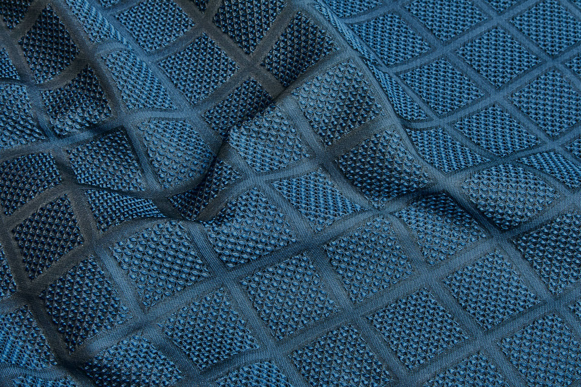 Diamond Waffle Jacquard - Blue fabric, image 4 of 7