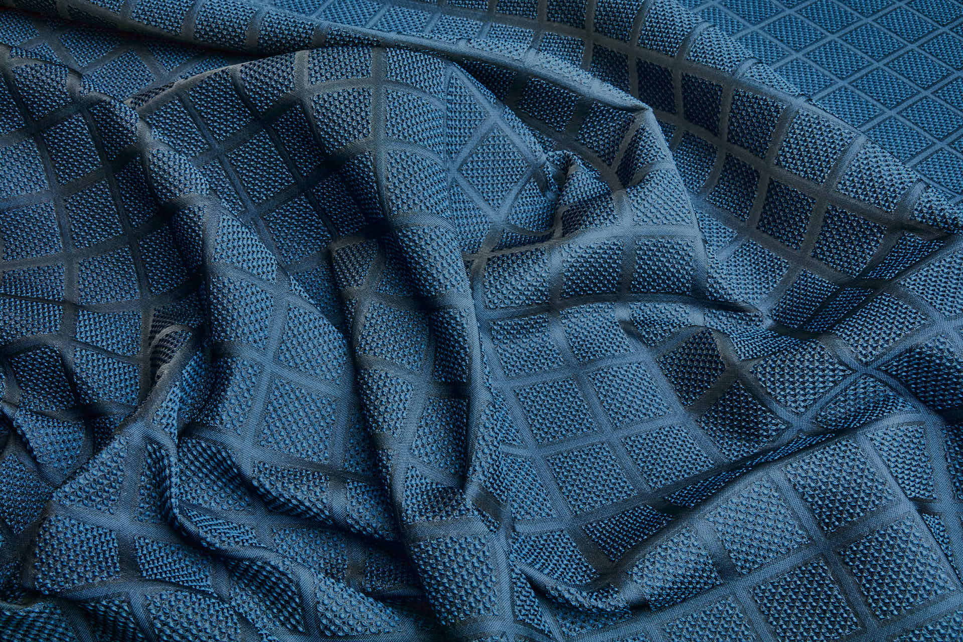 Diamond Waffle Jacquard - Blue fabric, image 3 of 7