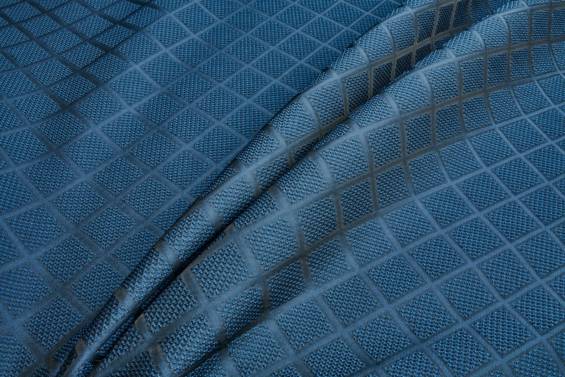 Diamond Waffle Jacquard - Blue fabric, image 2 of 7