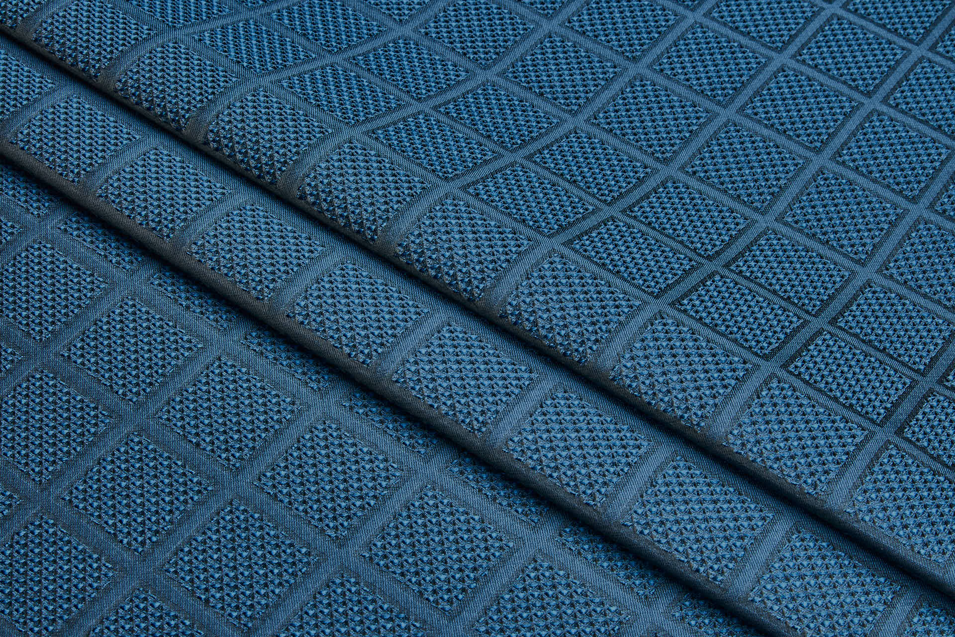 Diamond Waffle Jacquard - Blue fabric