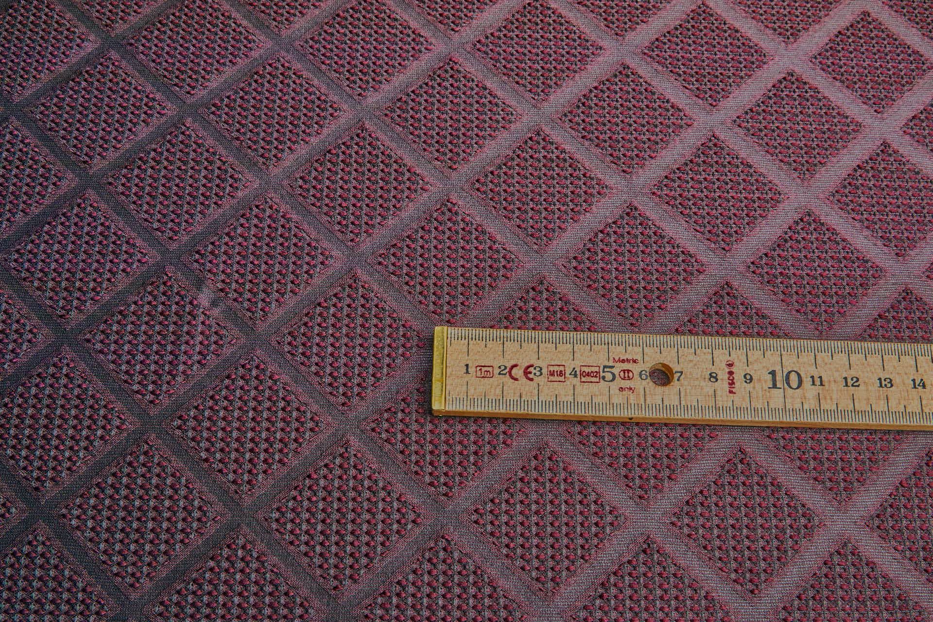 Diamond Waffle Jacquard - Maroon fabric, image 6 of 7
