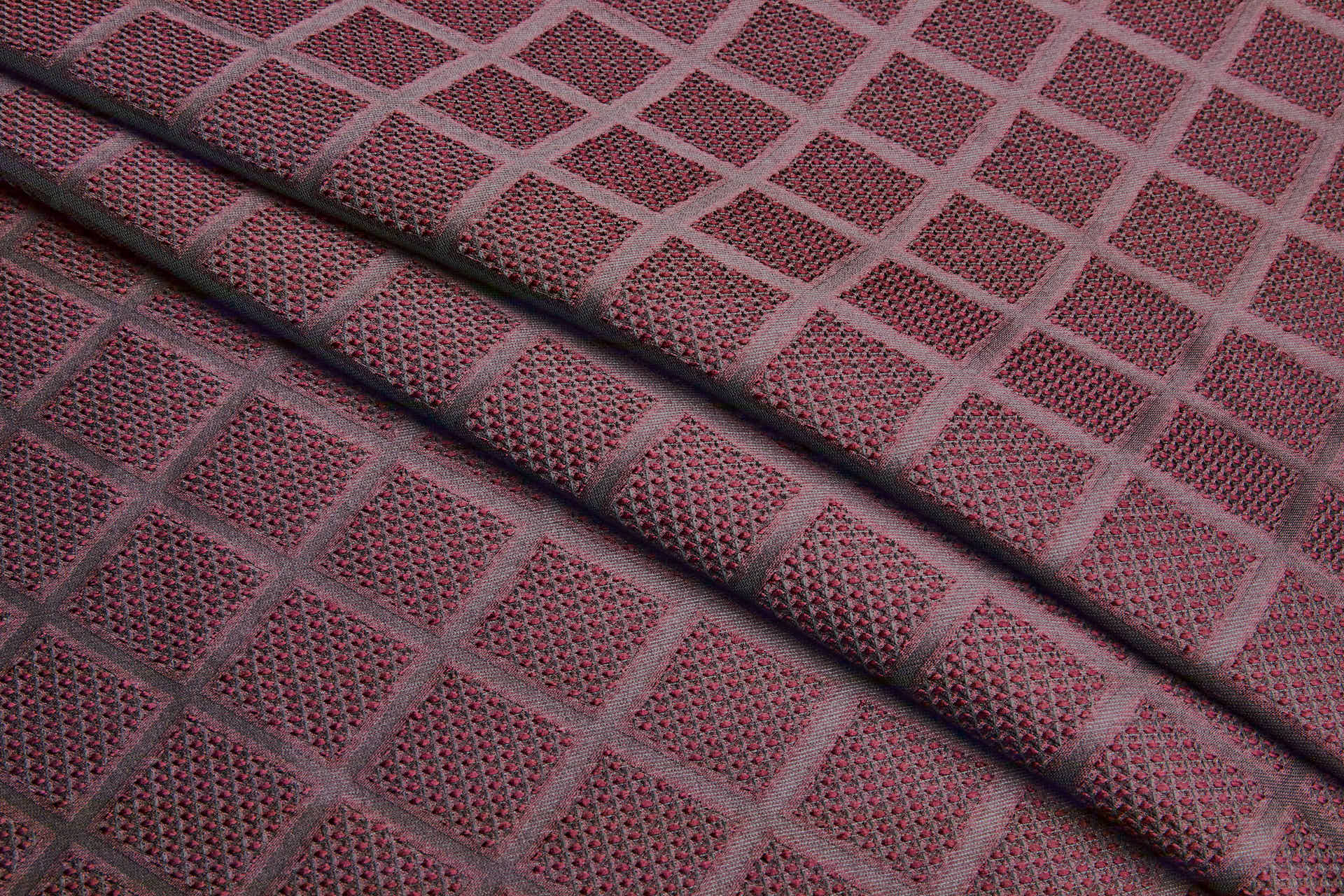 Diamond Waffle Jacquard - Maroon fabric