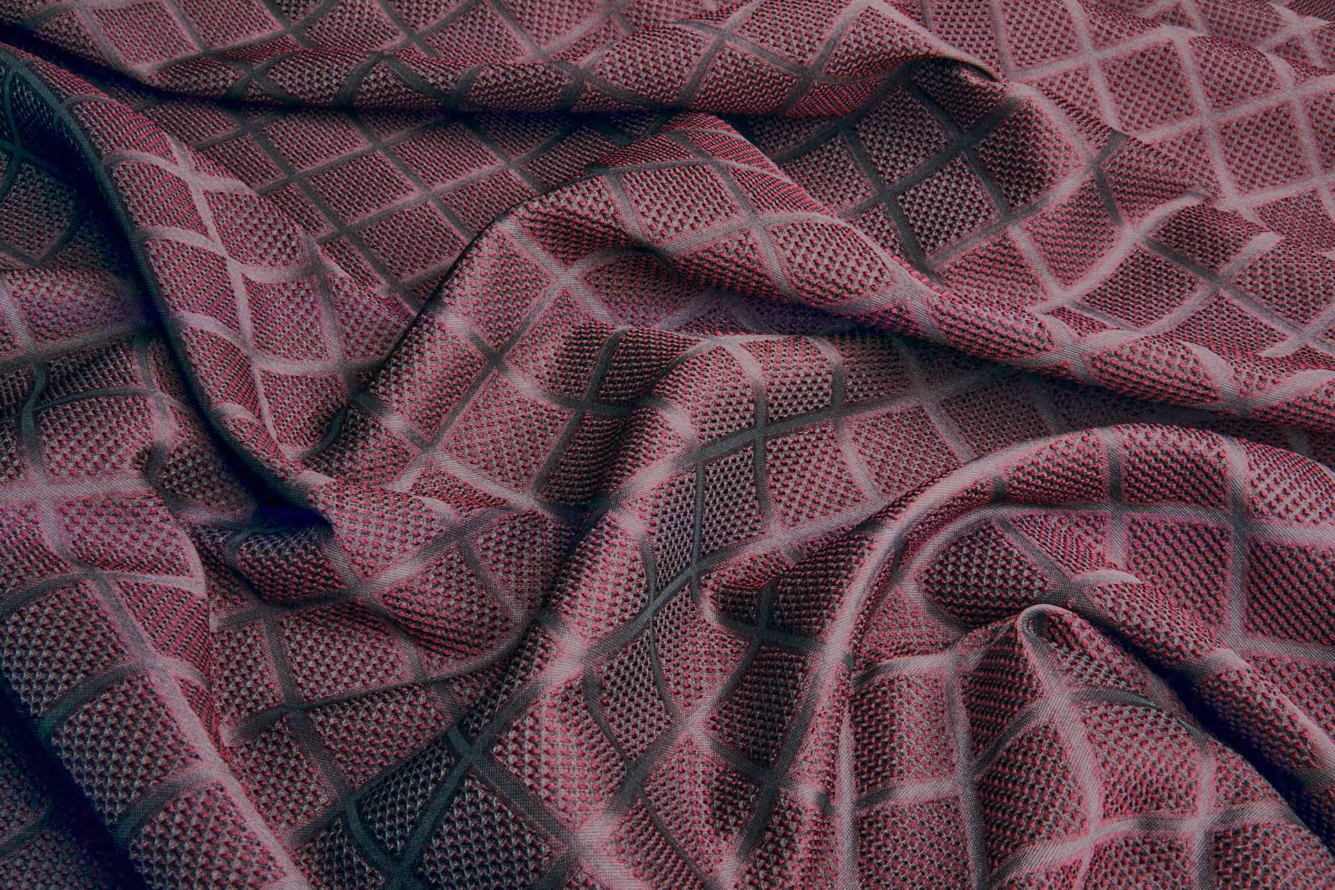 Diamond Waffle Jacquard - Maroon fabric, image 4 of 7