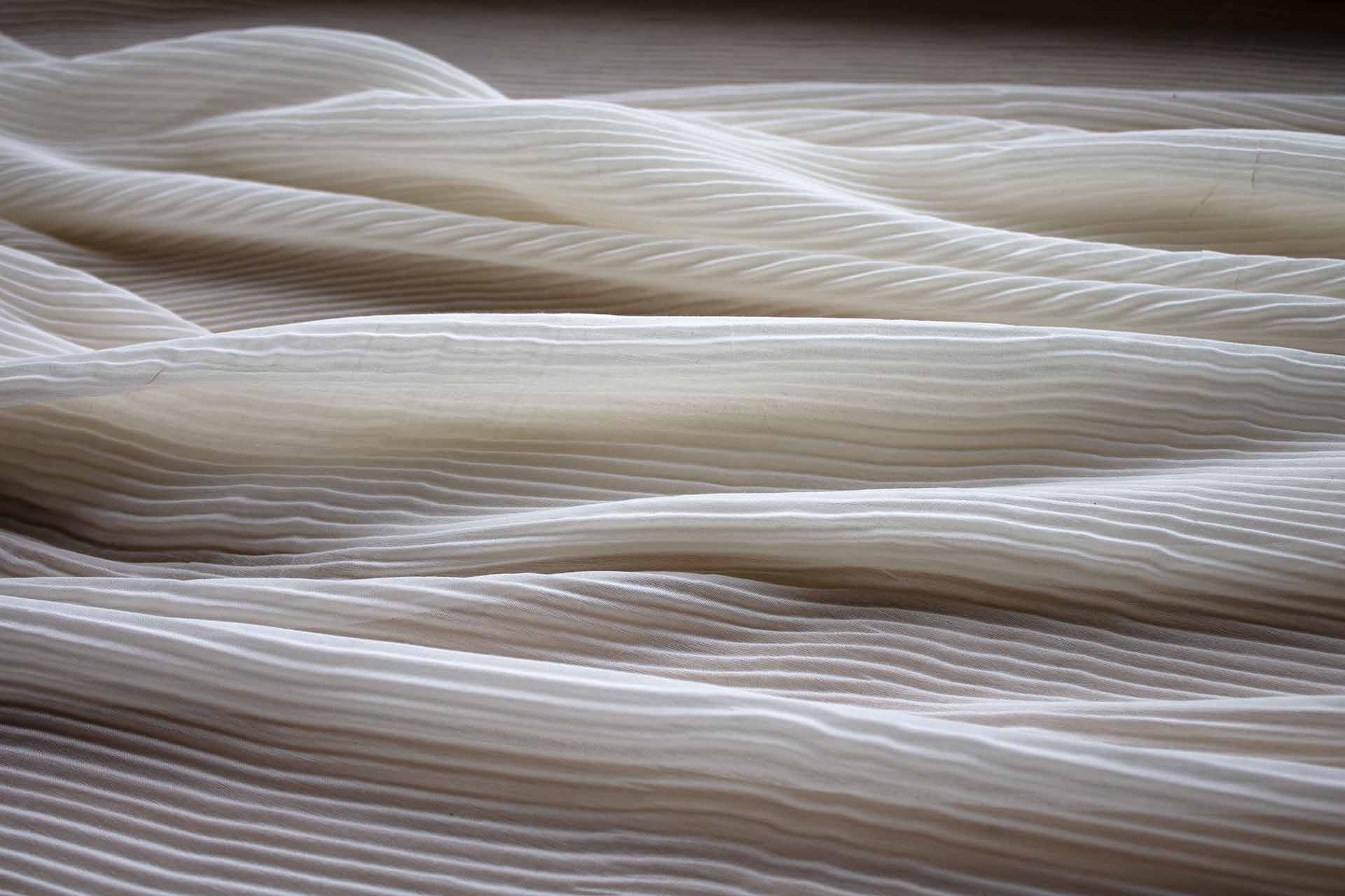 Pleated Sheer Soft Polyester Fabric - Off White, image 3 of 7