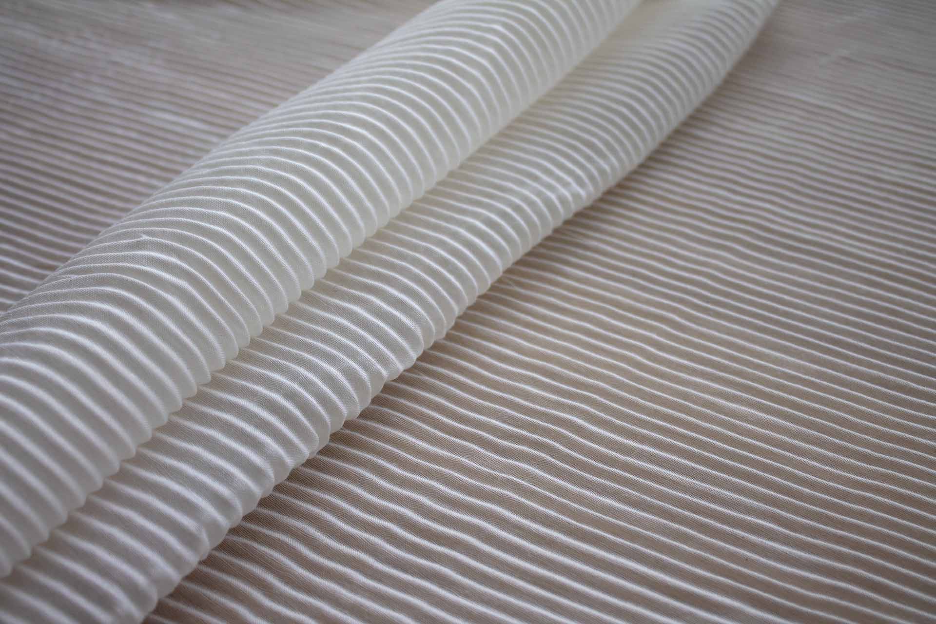 Pleated Sheer Soft Polyester Fabric - Off White, image 6 of 7