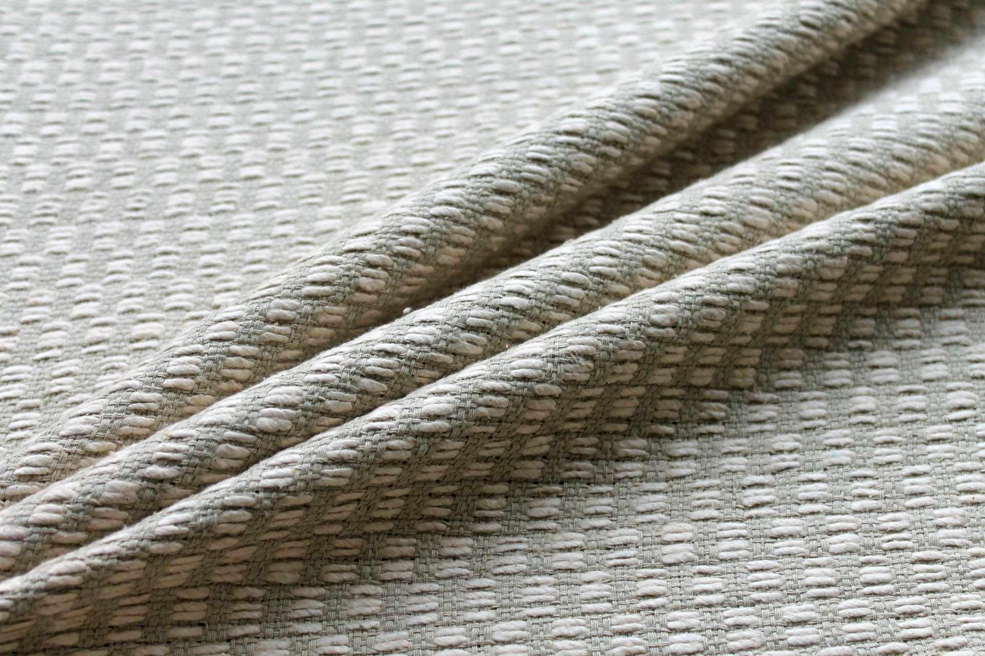 Extra Chunky Raw Silk Basket Weave Matka - Light Green / Ecru fabric, image 3 of 6