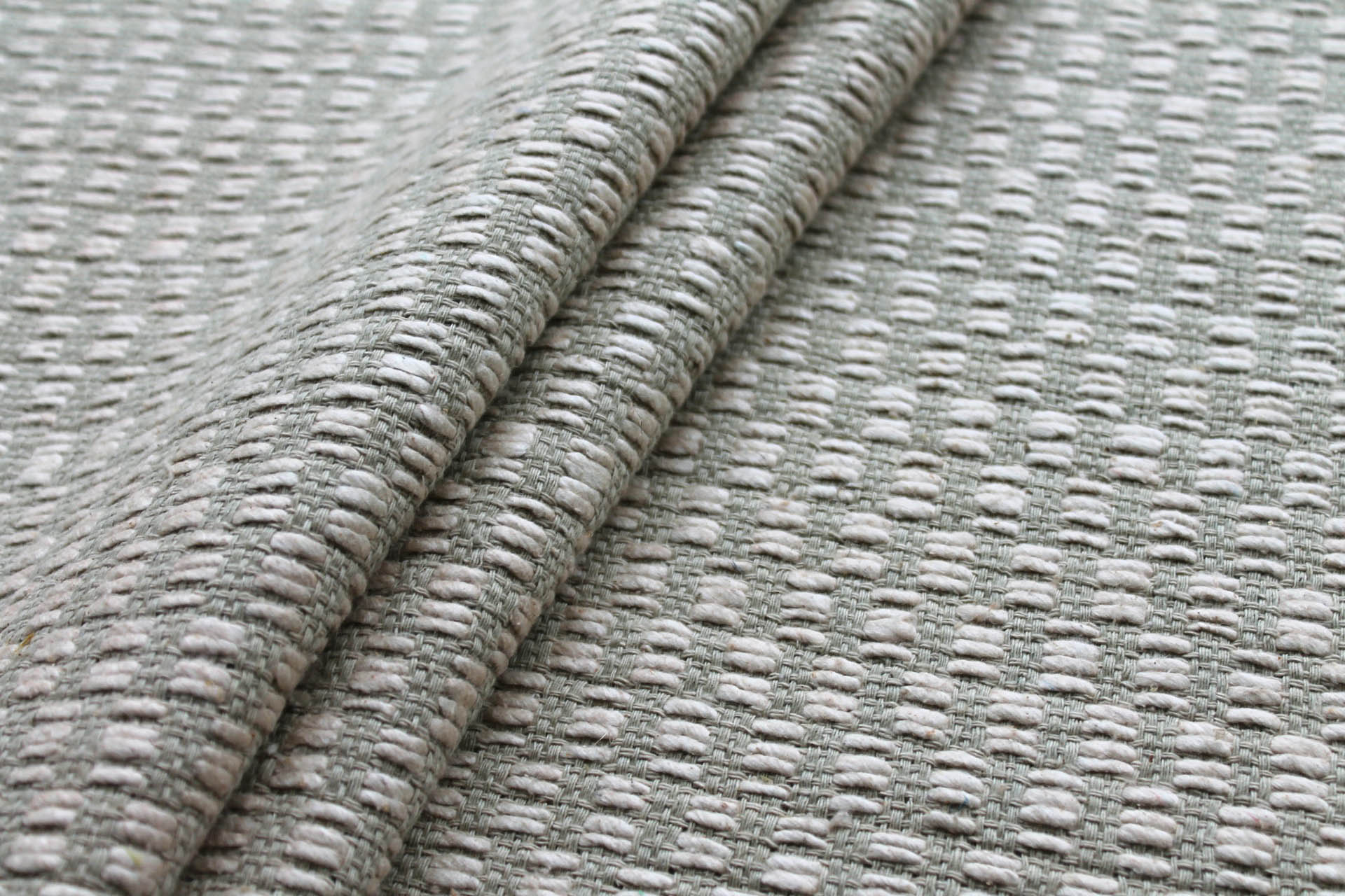 Extra Chunky Raw Silk Basket Weave Matka - Light Green / Ecru fabric, image 6 of 6