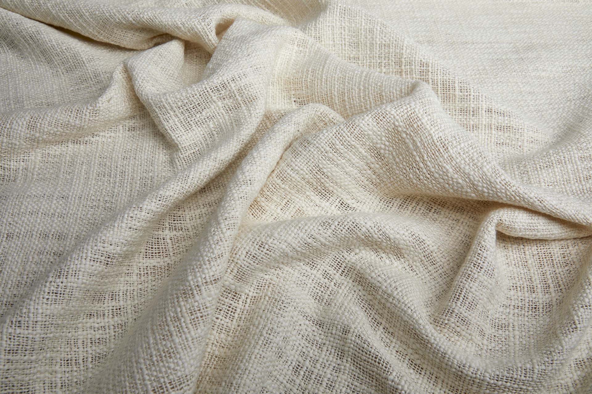 Chunky Sheer Weave Cotton Matka - Ivory fabric