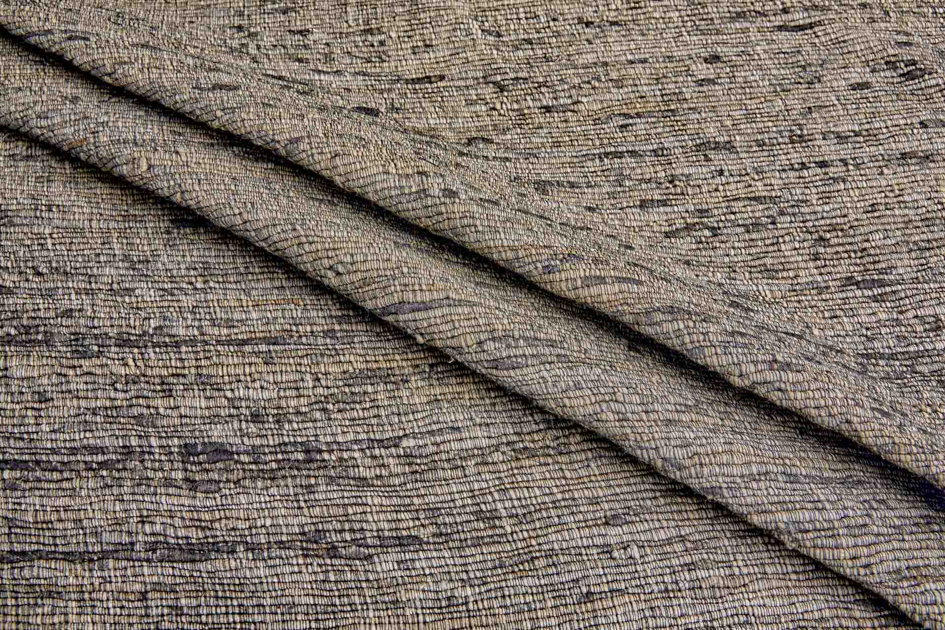 Chunky "Treebark" Silk Weave - Black / Natural fabric