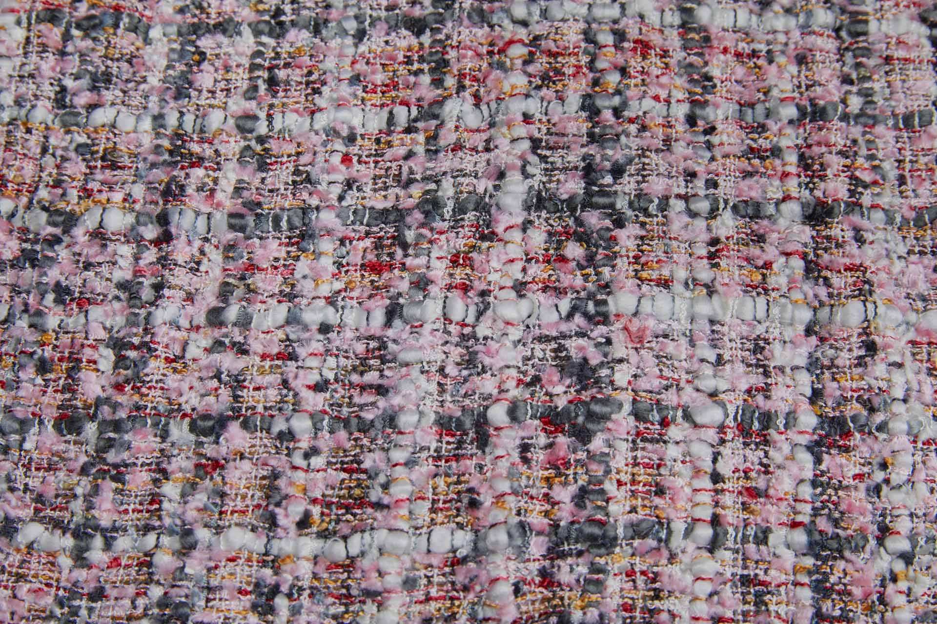 Chunky Tweedy Check Chenille - Pinks, Pale Blue and Charcoal fabric, image 7 of 7