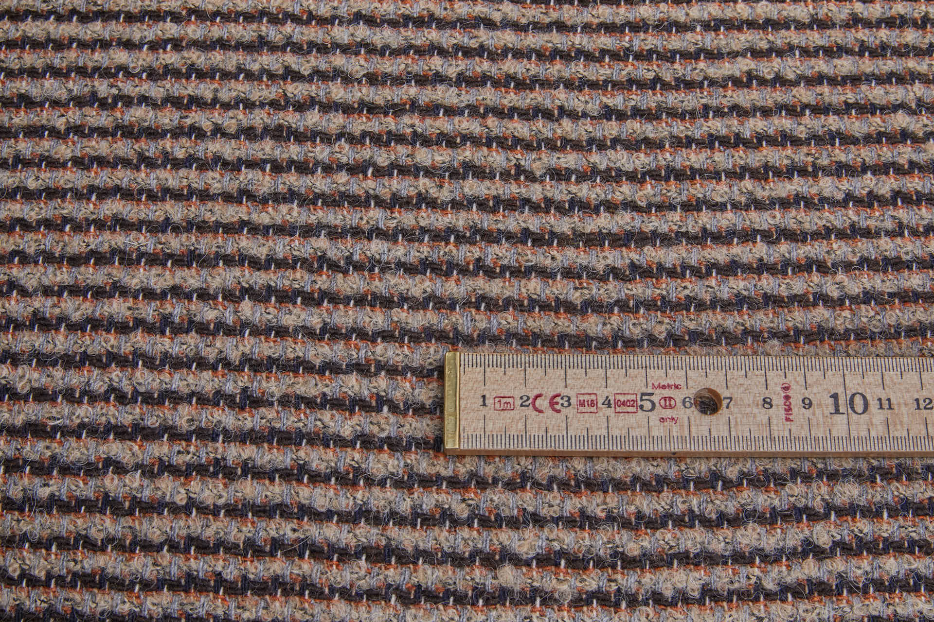 Reversible Patterned Stripe Wool - Taupe, Grey, Rust and Brown fabric, image 10 of 11