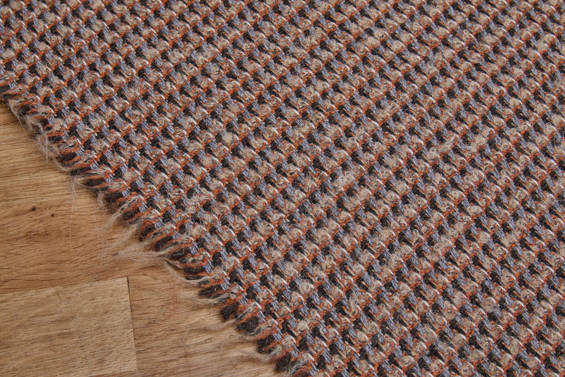 Reversible Patterned Stripe Wool - Taupe, Grey, Rust and Brown fabric, image 6 of 11