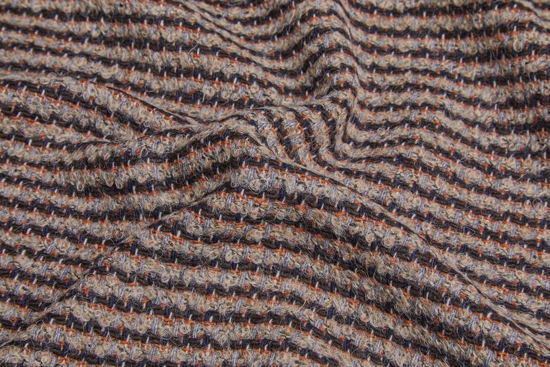Reversible Patterned Stripe Wool - Taupe, Grey, Rust and Brown fabric, image 8 of 11