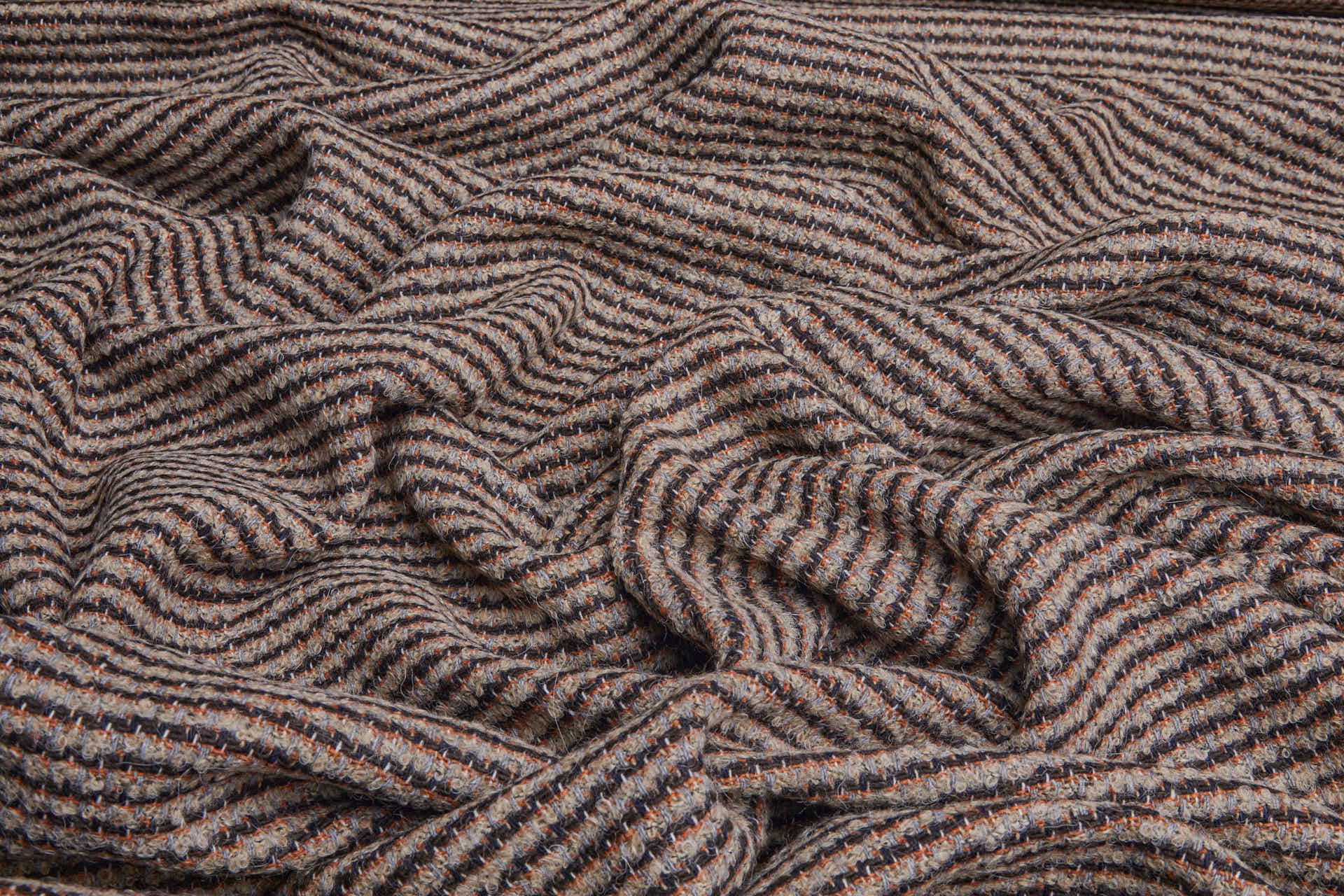 Reversible Patterned Stripe Wool - Taupe, Grey, Rust and Brown fabric, image 7 of 11