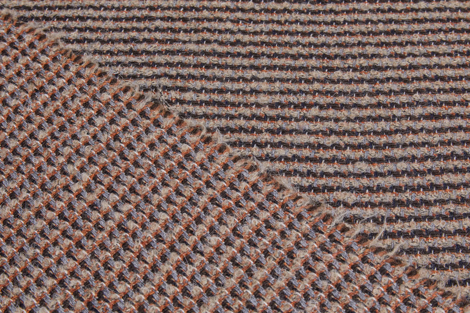 Reversible Patterned Stripe Wool - Taupe, Grey, Rust and Brown fabric