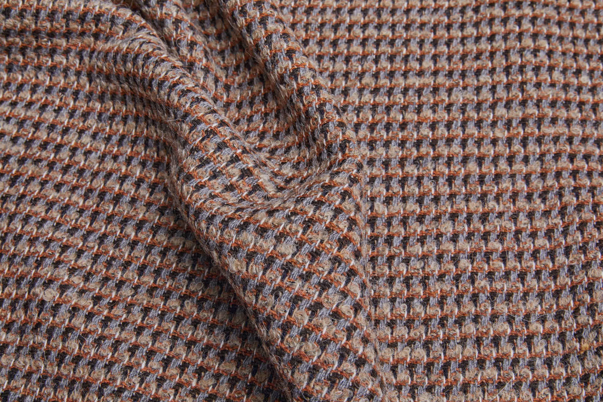 Reversible Patterned Stripe Wool - Taupe, Grey, Rust and Brown fabric, image 3 of 11