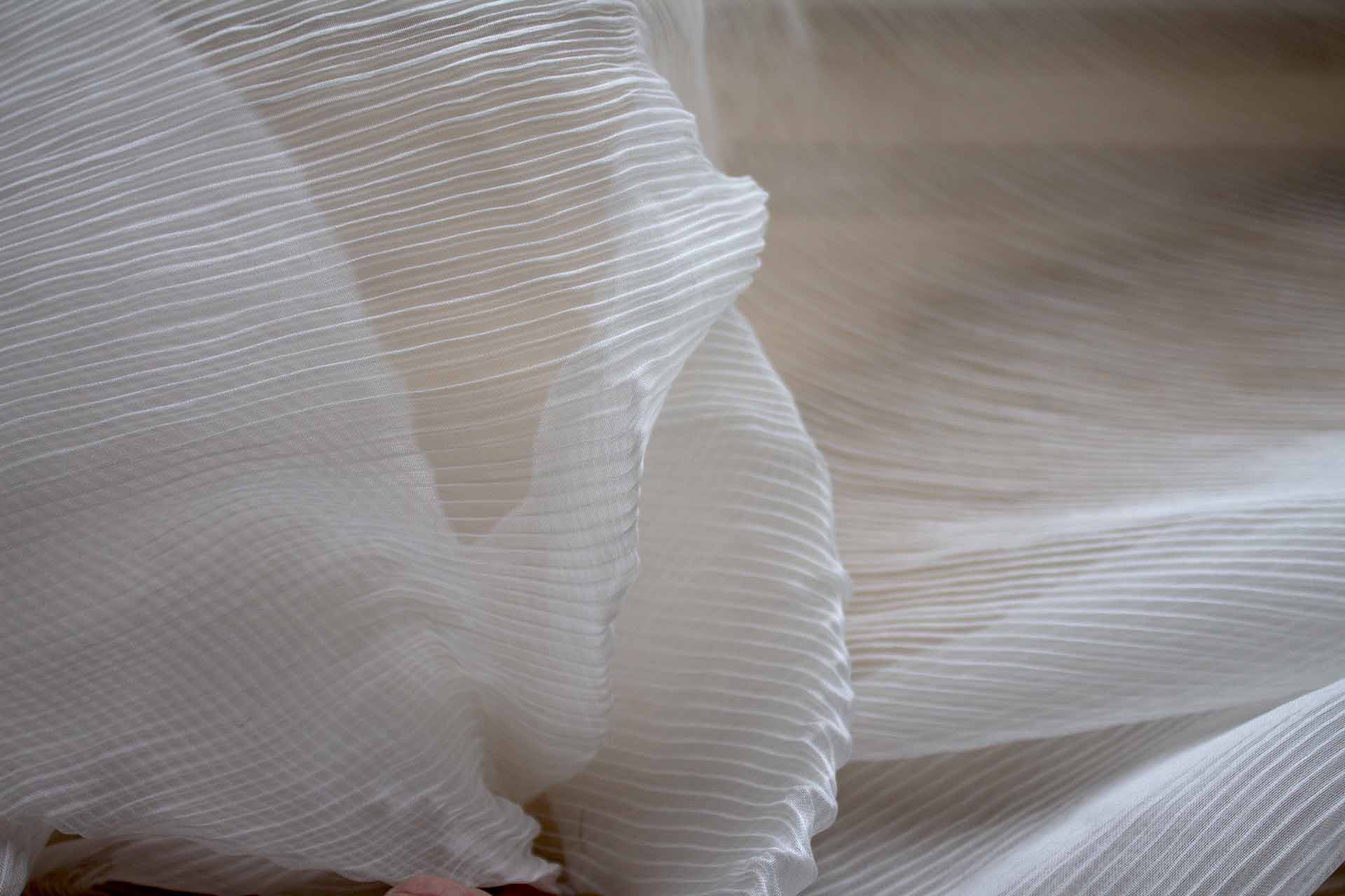 Pleated Silk Organza - Off White fabric, image 3 of 6