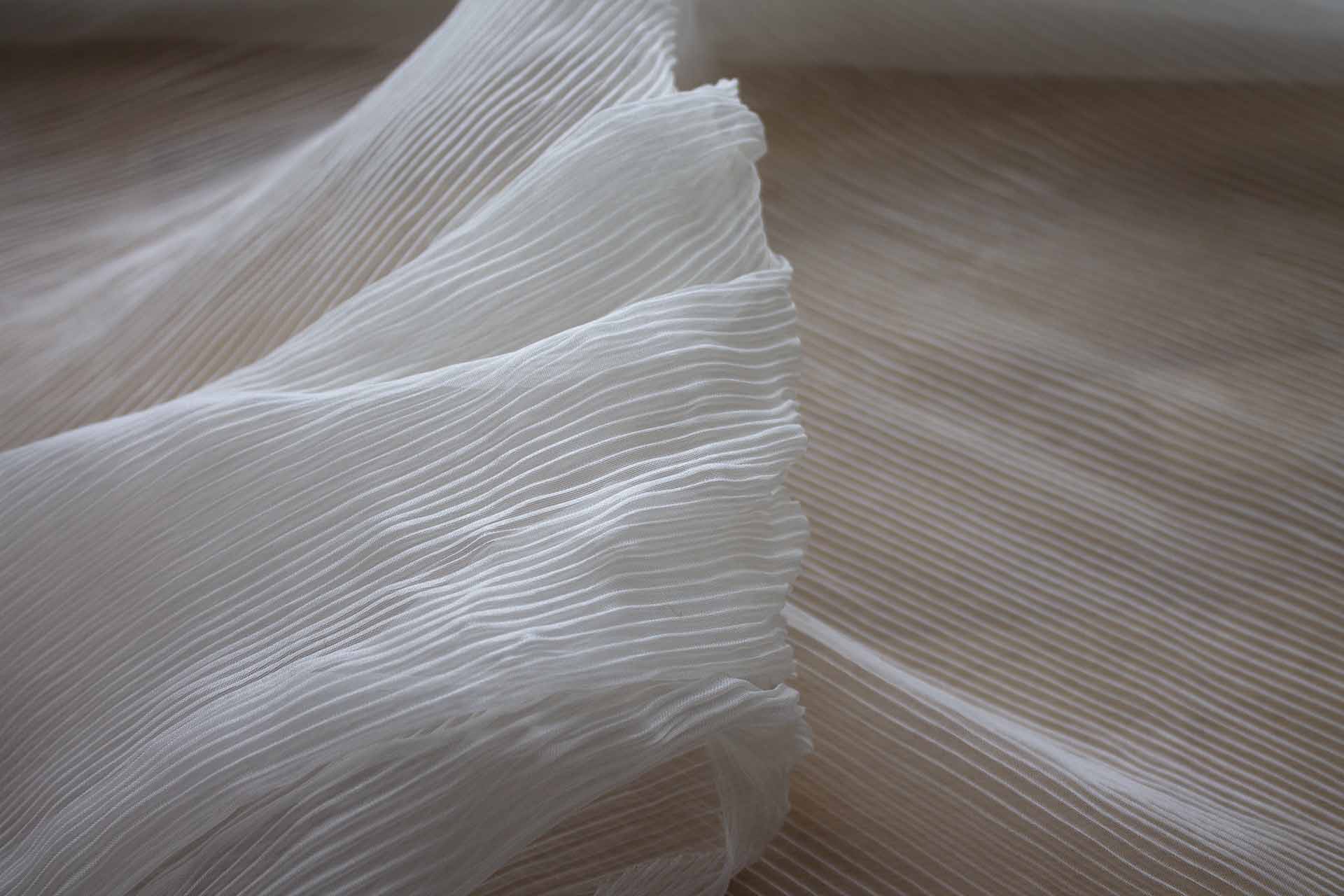 Pleated Silk Organza - Off White fabric, image 4 of 6