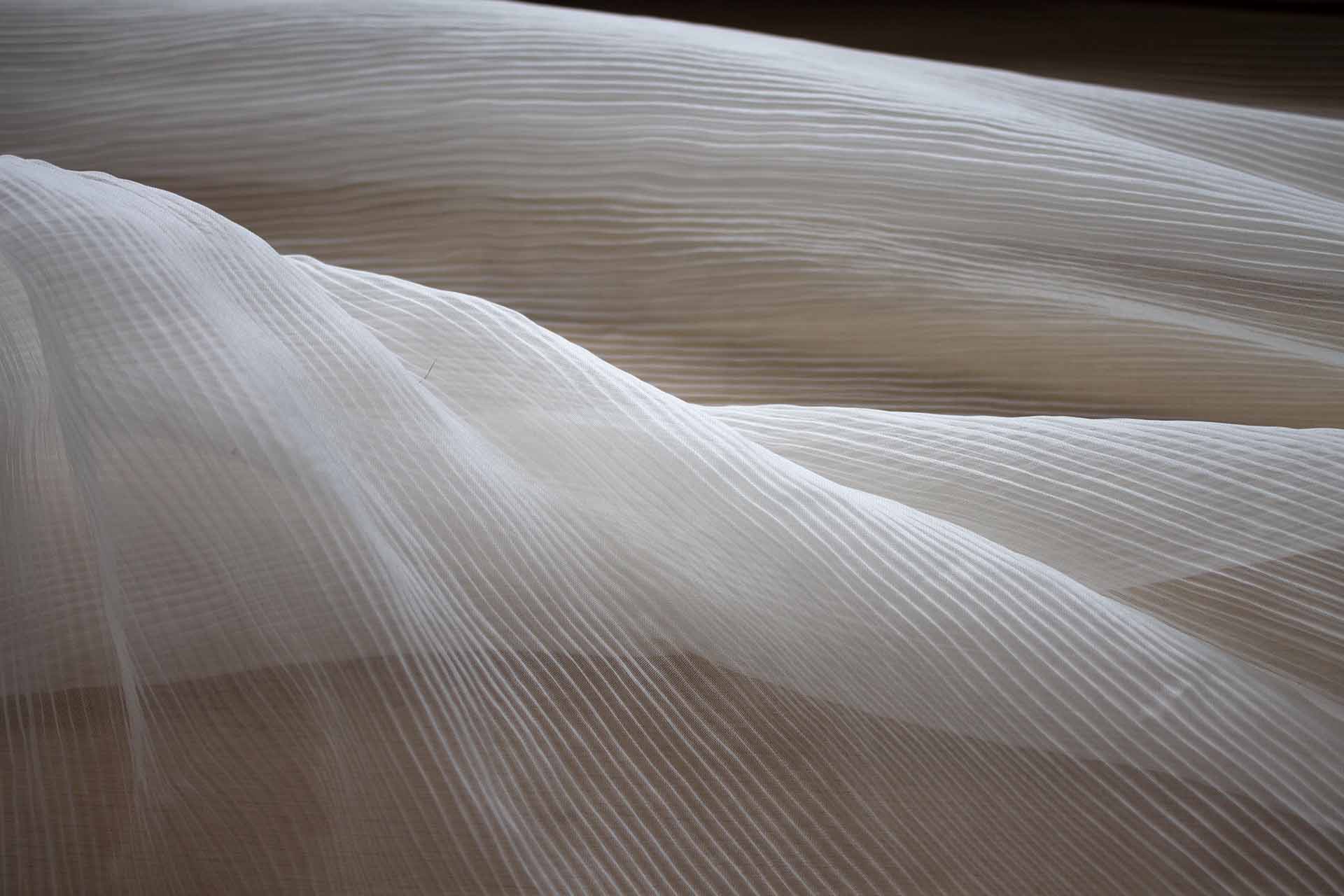 Pleated Silk Organza - Off White fabric, image 5 of 6