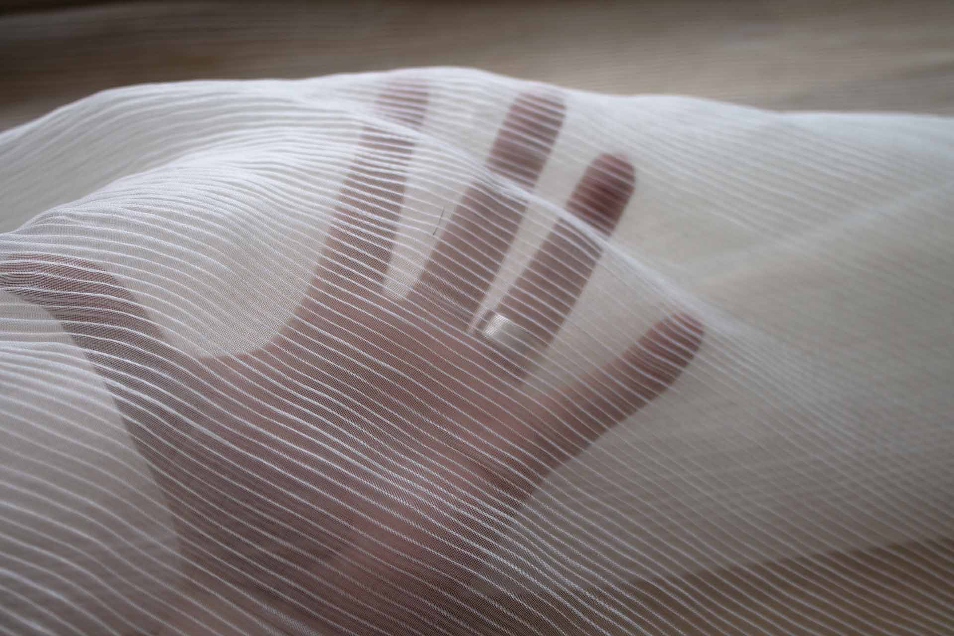 Pleated Silk Organza - Off White fabric, image 6 of 6